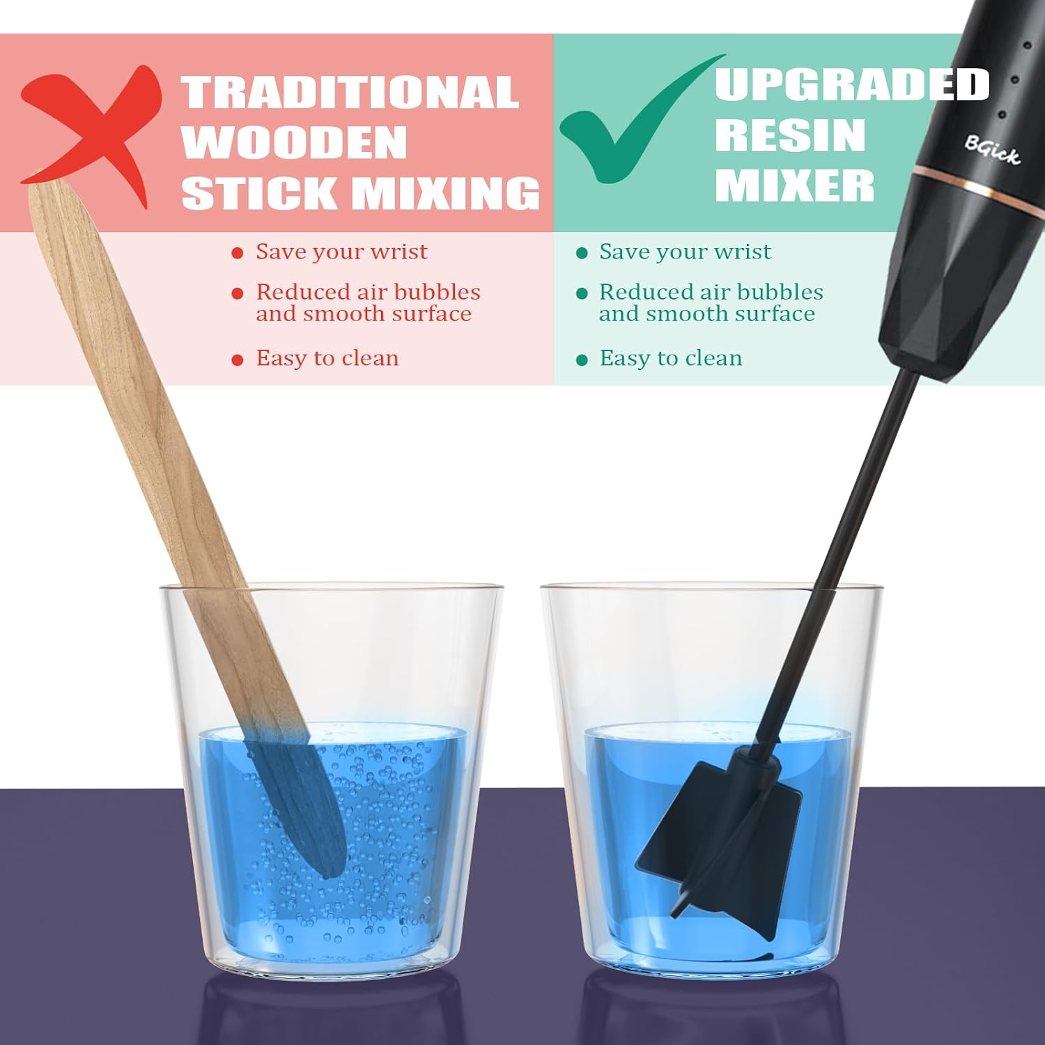 Upgraded Resin Mixer, Handheld Rechargeable Mixer with Minimizing Bubbles,Epoxy Resin Mixer for Resin, Silicone Mixing, Resin Molds, DIY Crafts (Included 4 pcs Paddles) (Black)