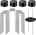 200Pcs Garden Stakes Staples Kit, 100Pcs 6 Inch U-Shaped Landscape Staples, 100Pcs Fixing Gasket for Weed Barrier Fabric, Ground Cover, Holding Fence and Artificial Turf