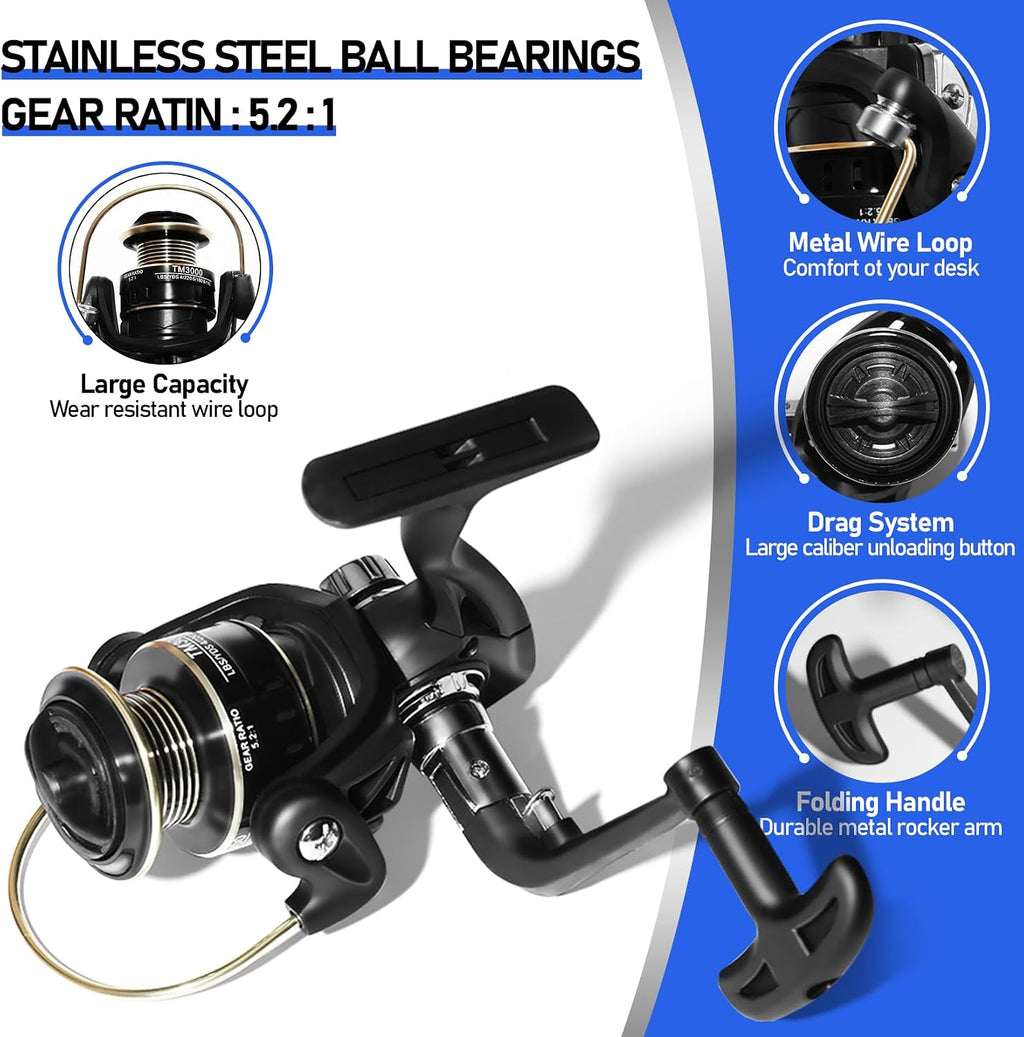 Telescopic Fishing Rod and Reel Combo Kit, 2PACK 6.9FT Carbon Fiber Collapsible Rods, Spinning Reels, Lures and Carrier Bag, Saltwater & Freshwater Travel Fishing Gear for Adults