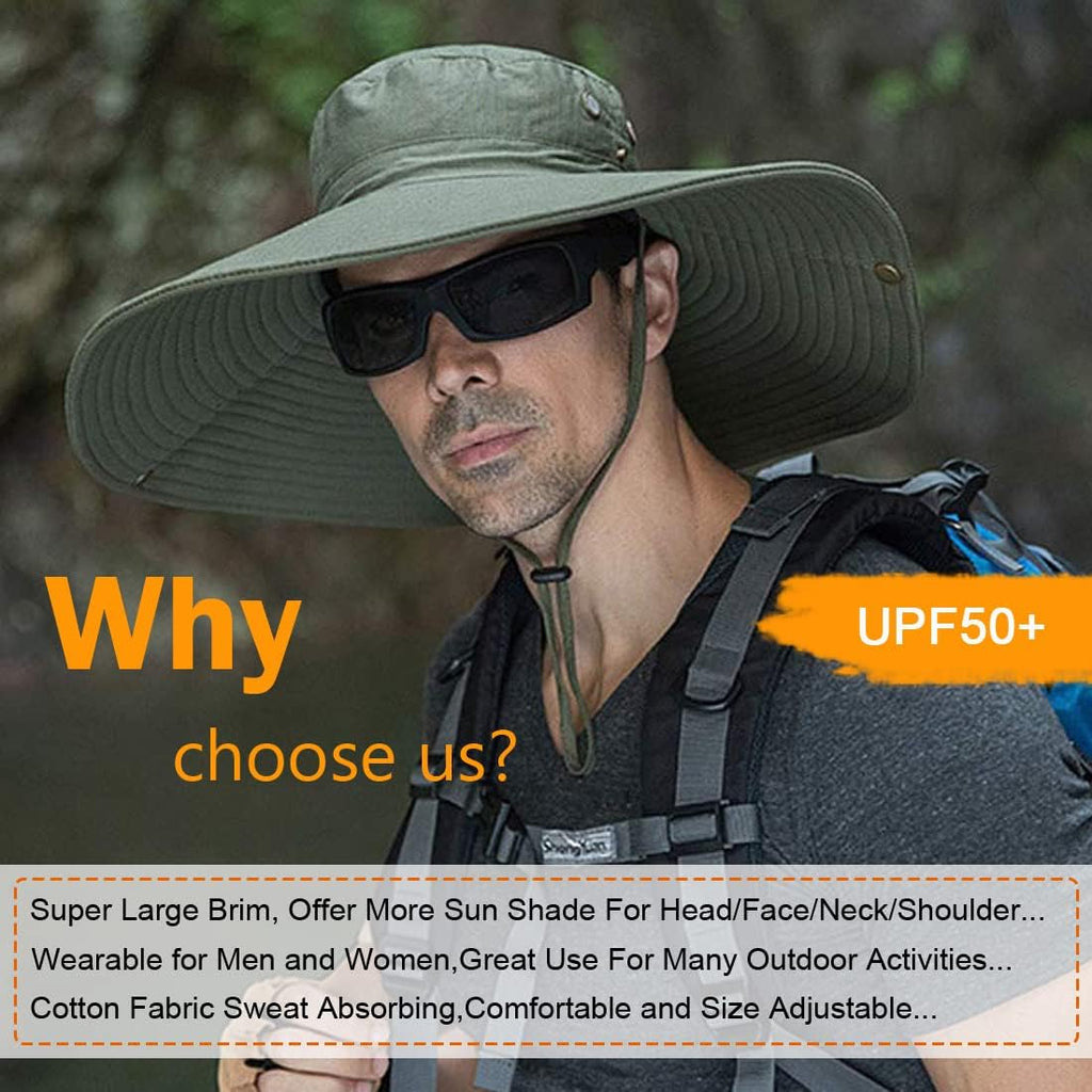 HUAMULAN Men Wide Brim Sun Hat Summer Outdoor Women Bucket Fishing Hats