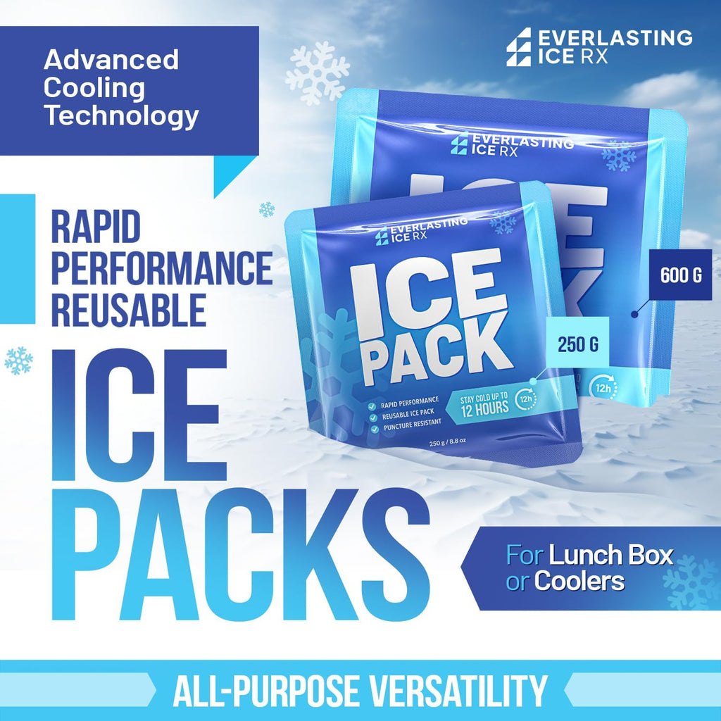 Reusable Ice Packs for Coolers and Lunch Box, Long Lasting 12 Hours, 4 Pack
