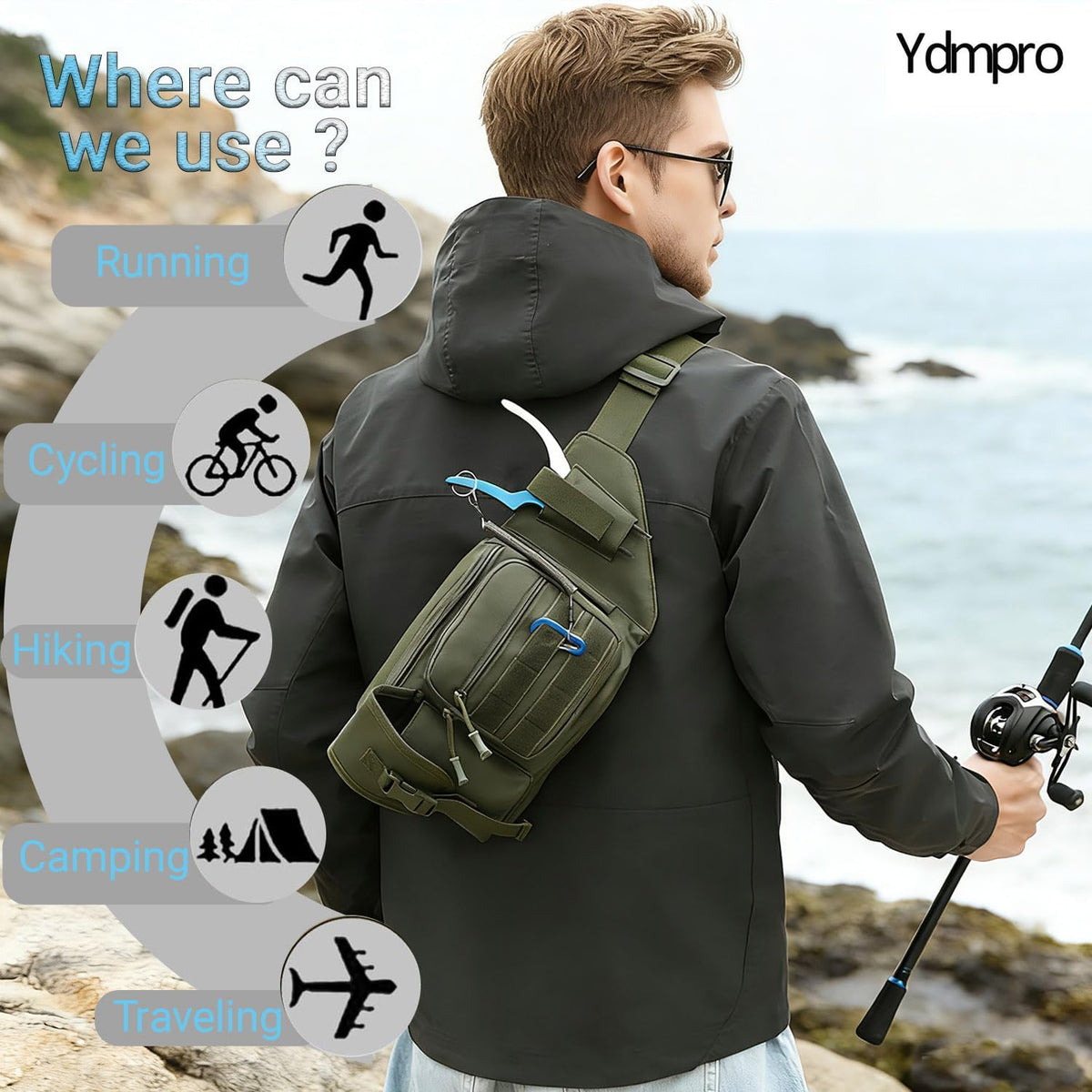 Tactical Fanny Pack，Military Waist Bag Hip Belt Bumbag Utility Bags for Fishing Hiking Hunting with Mesh Water Bottle Holder Pouch (Tan)