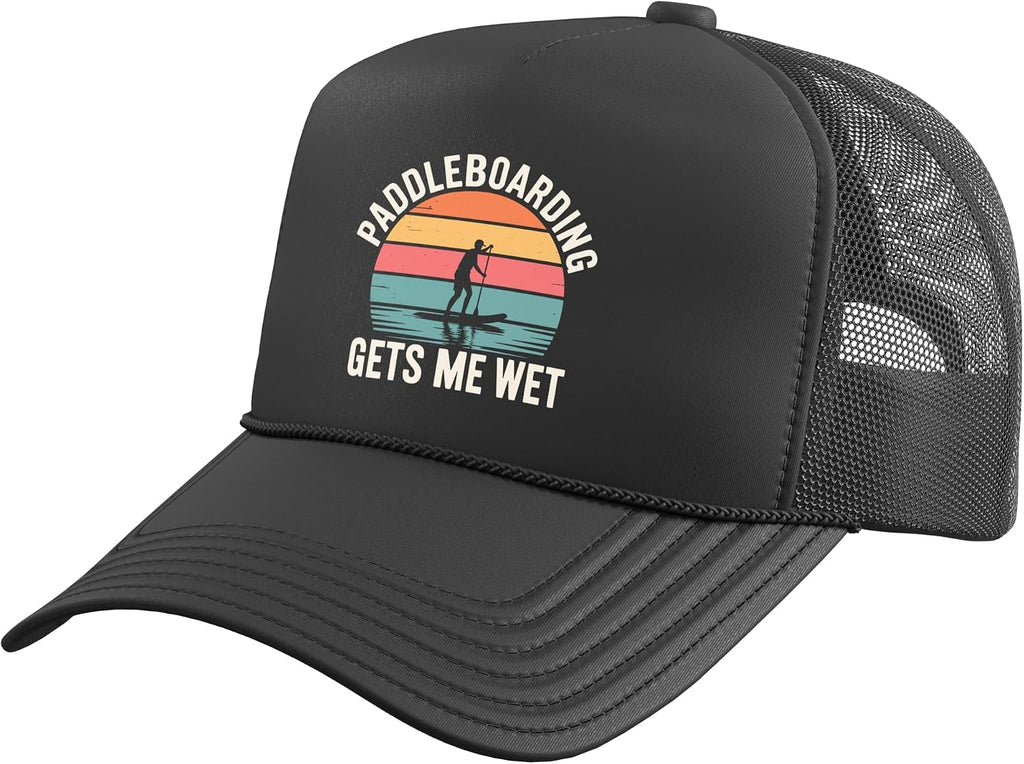 Paddleboard Art for Men Women Paddleboarding Paddle Board Trucker Hat with Adjustable Mesh Back