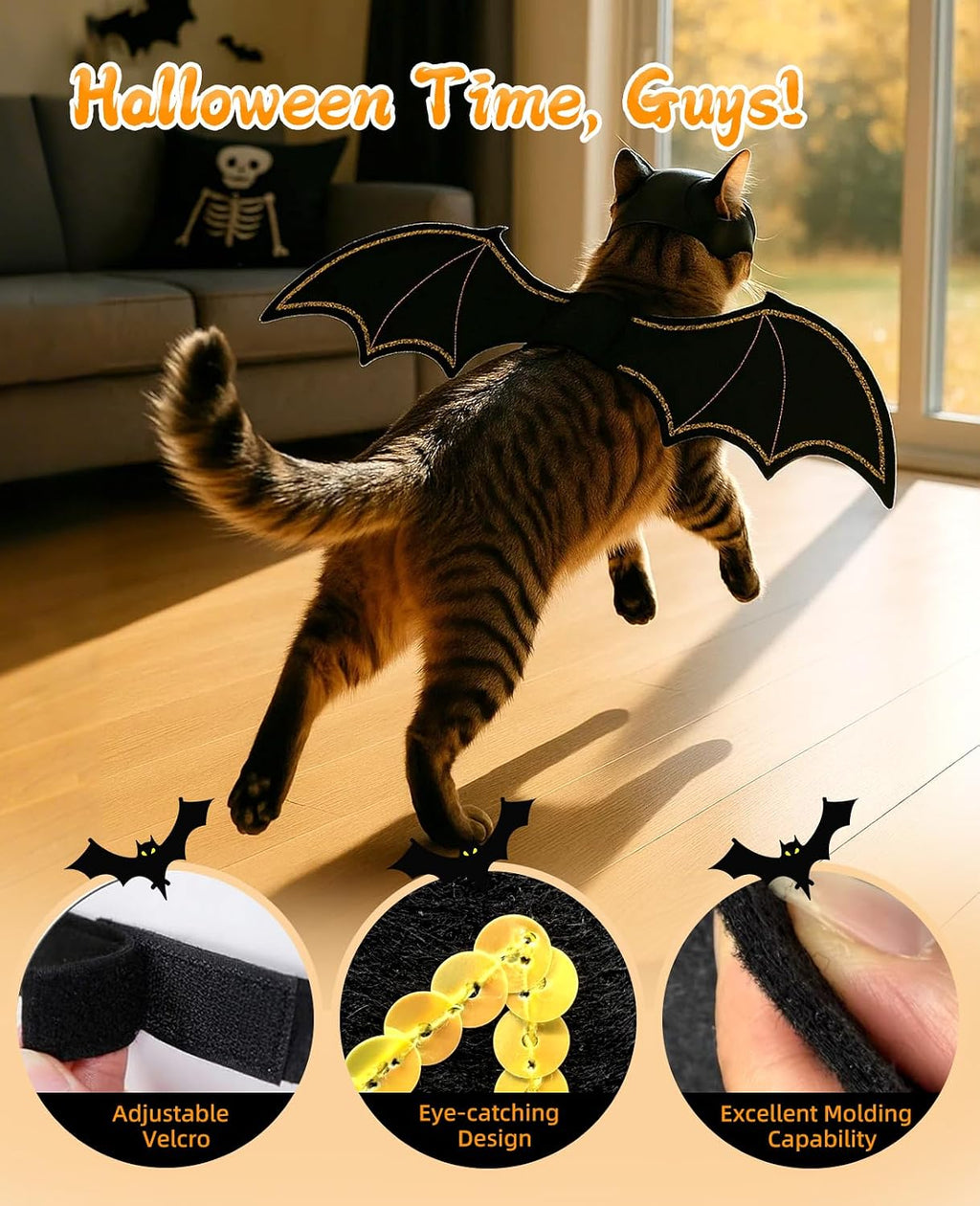 Halloween Cat Bat Wings with Mask Costume