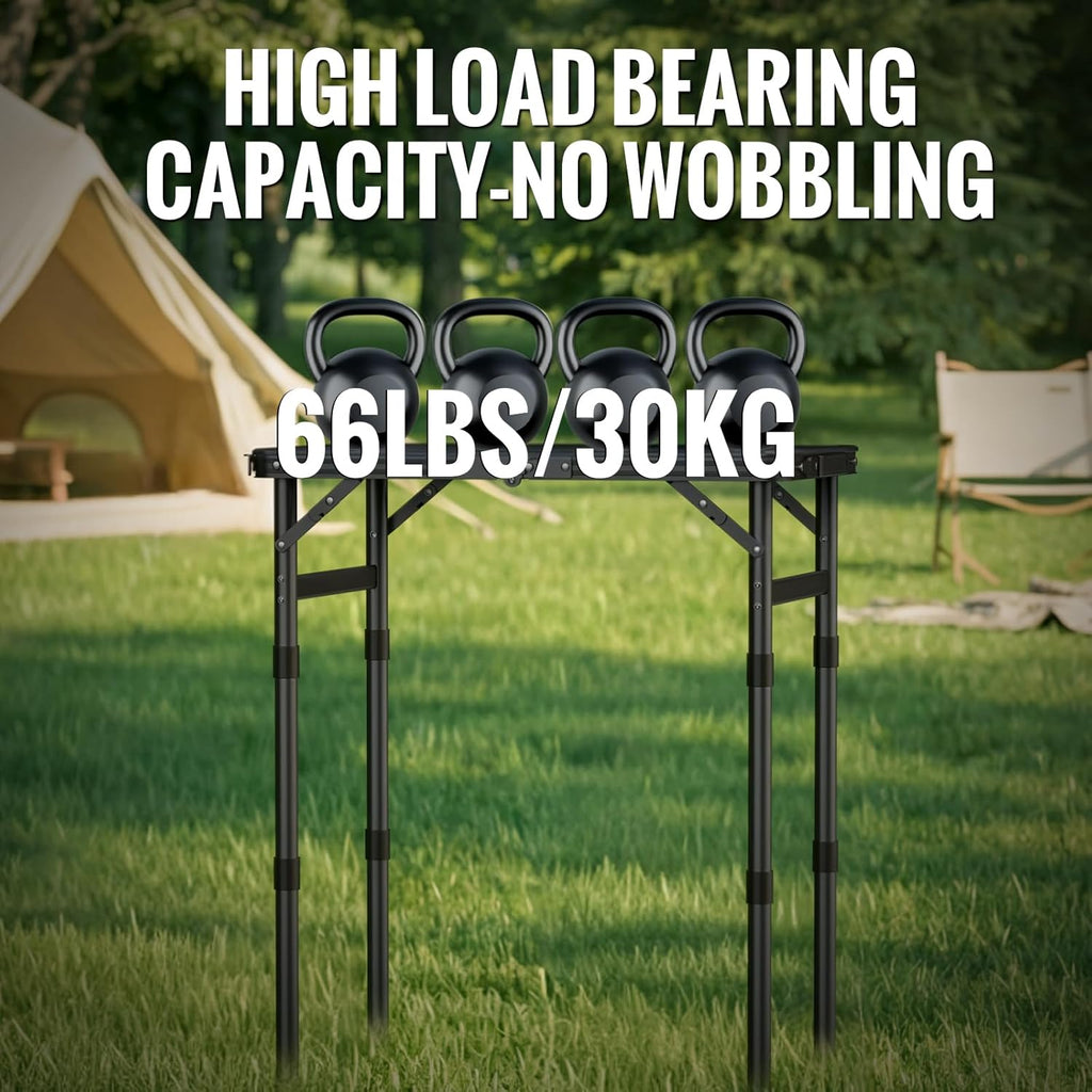 GARLLEN Waterproof Folding Camping Table with 3 Adjustable Height Max 27.5"