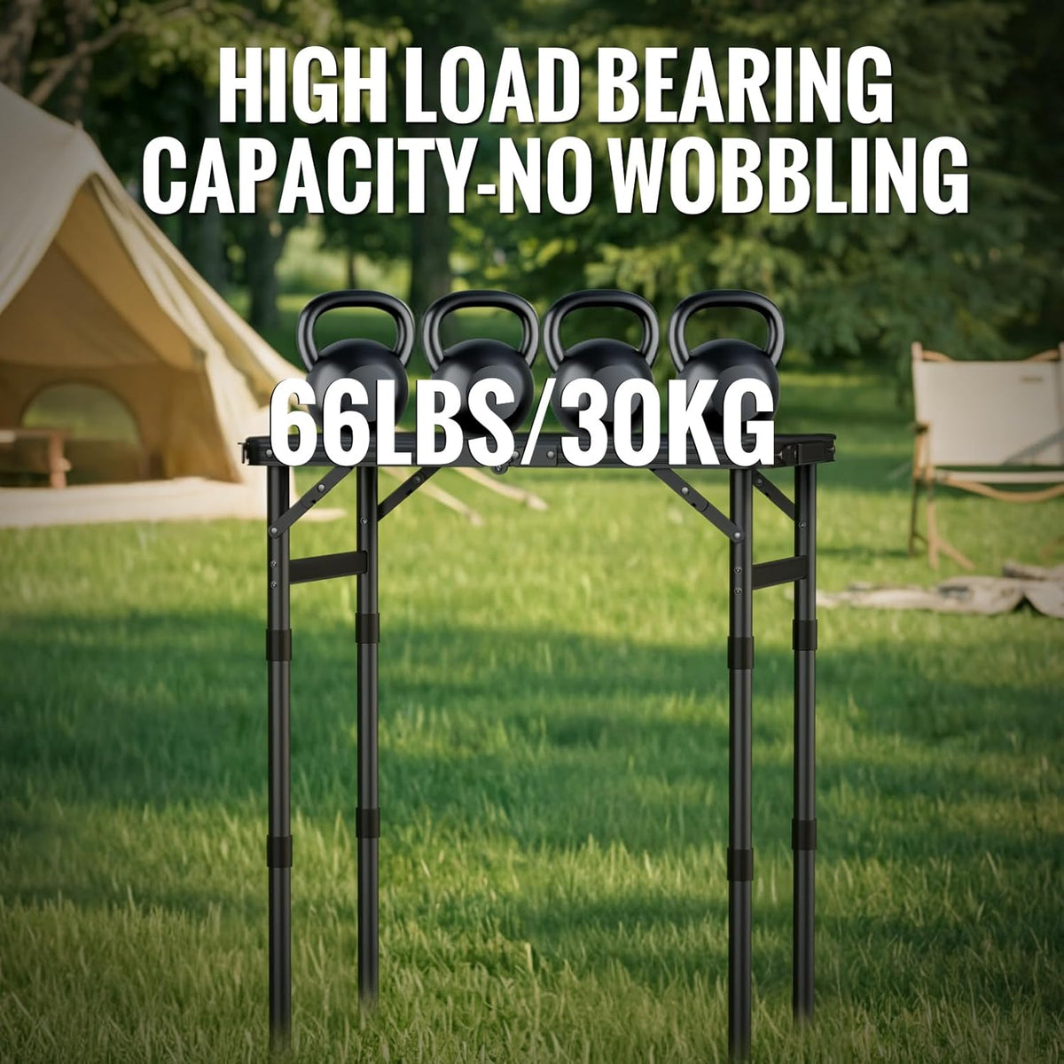 GARLLEN Waterproof Folding Camping Table with 3 Adjustable Height Max 27.5"