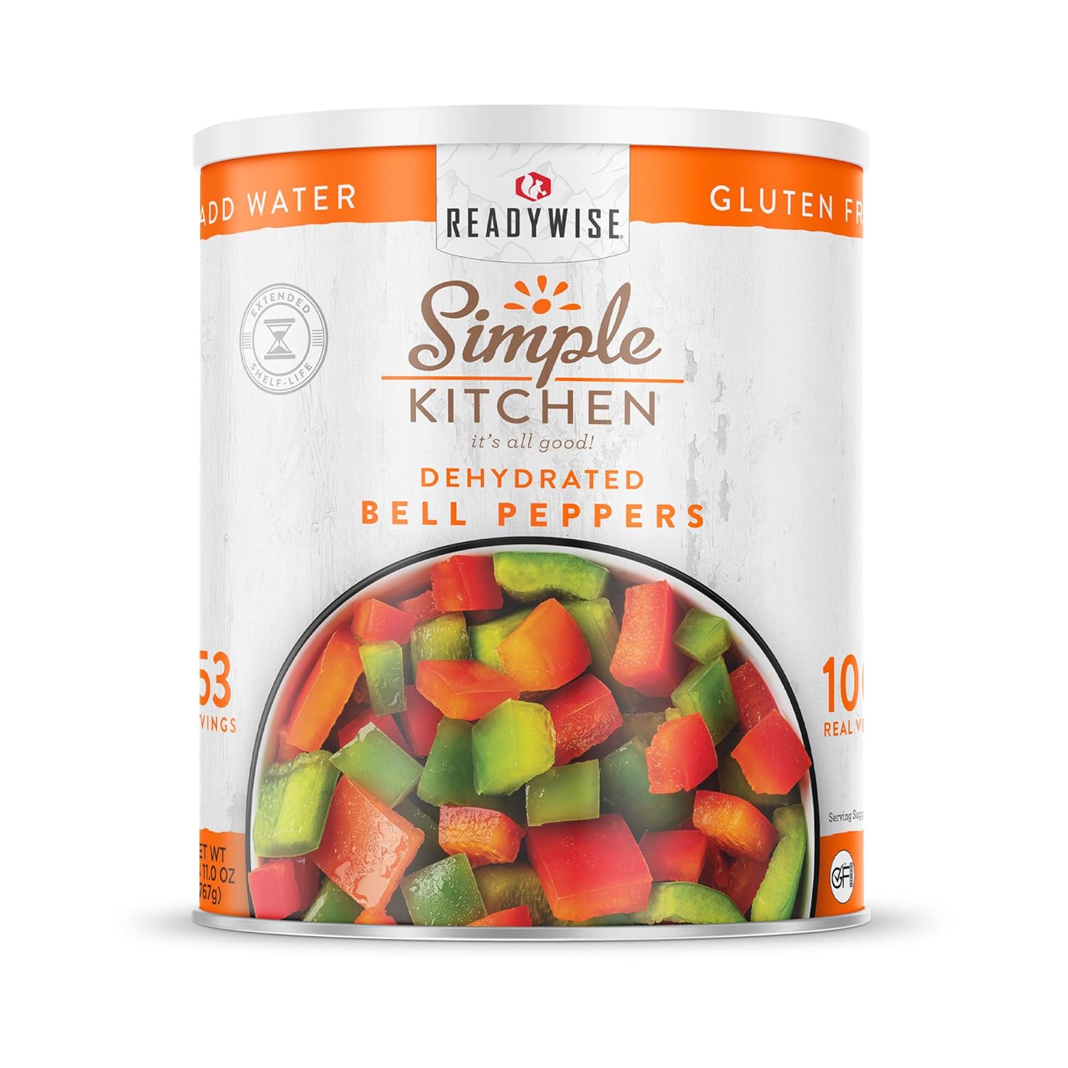SIMPLE KITCHEN Dehydrated Bell Peppers #10 Can, 153 Servings, Camping Food