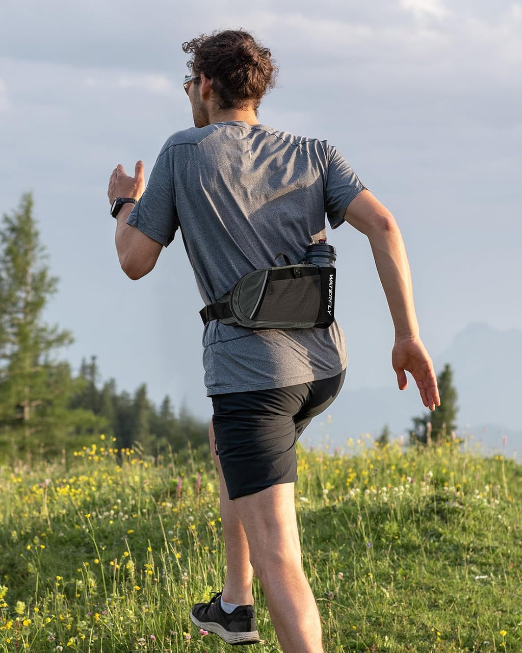 WATERFLY Water Bottle Fanny Pack, Hiking Hydration Belt for Women Men
