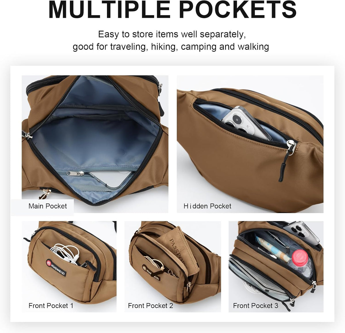 Fanny Pack Men Women Plus Size with Extender Strap 70" Waist Bag