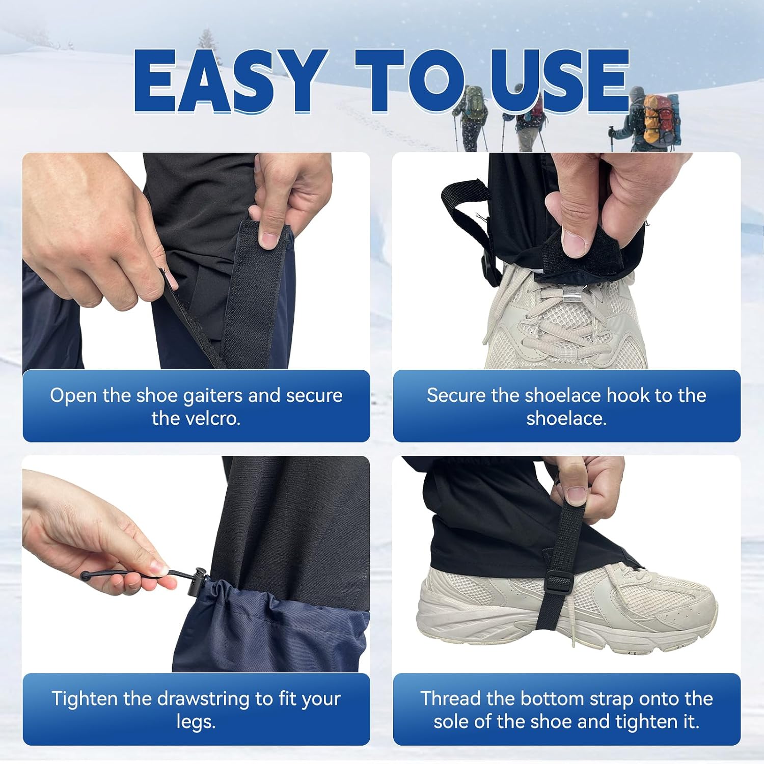 Gators for Hiking Boots,Adjustable Leg Gaiters for Women and Men Boots, Waterproof and Breathable Trail Gaiters for Hiking, Snow and Garden Weeding