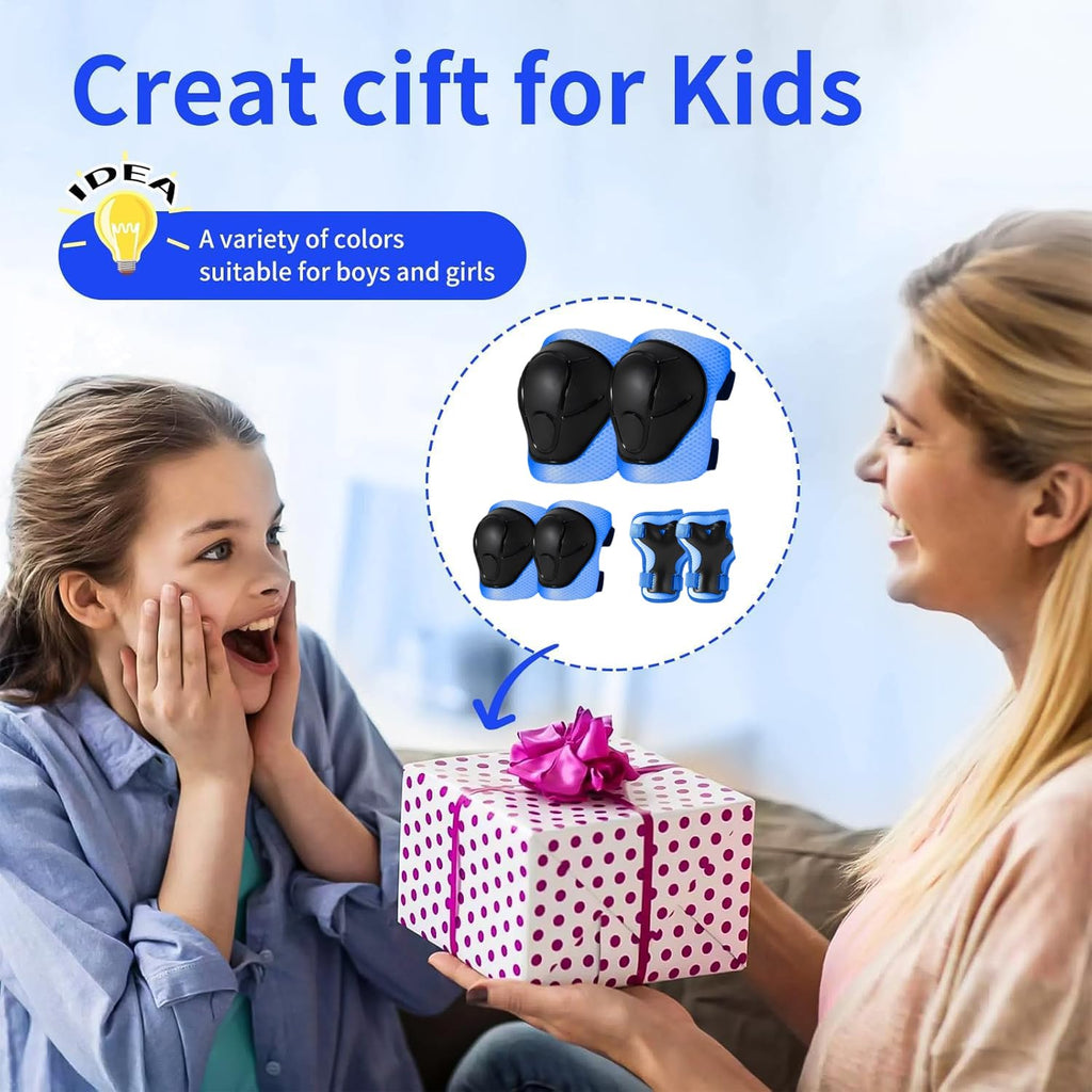 Gradient Color Kids Protective Gear Set Knee Pads for Kid 2-14 Years,W/ Adjustable Strap Kids/Youth Knee Pads Elbow Pads Wrist Guards Set for Inline Roller Skates,Cycling,BMX Bike,Skateboard,Scooter
