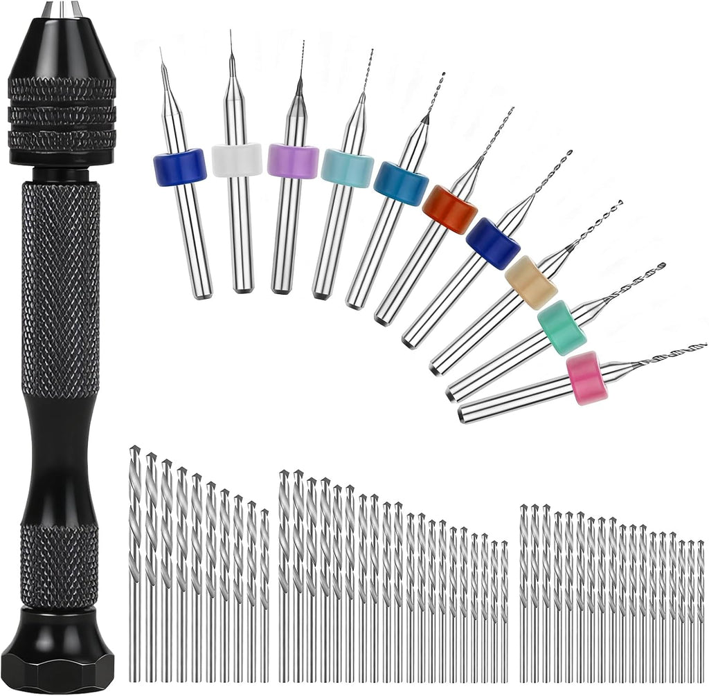59Pcs Micro Hand Drill Bit Set, 48 Pieces Pin Vise Hand Drill Twist Drills