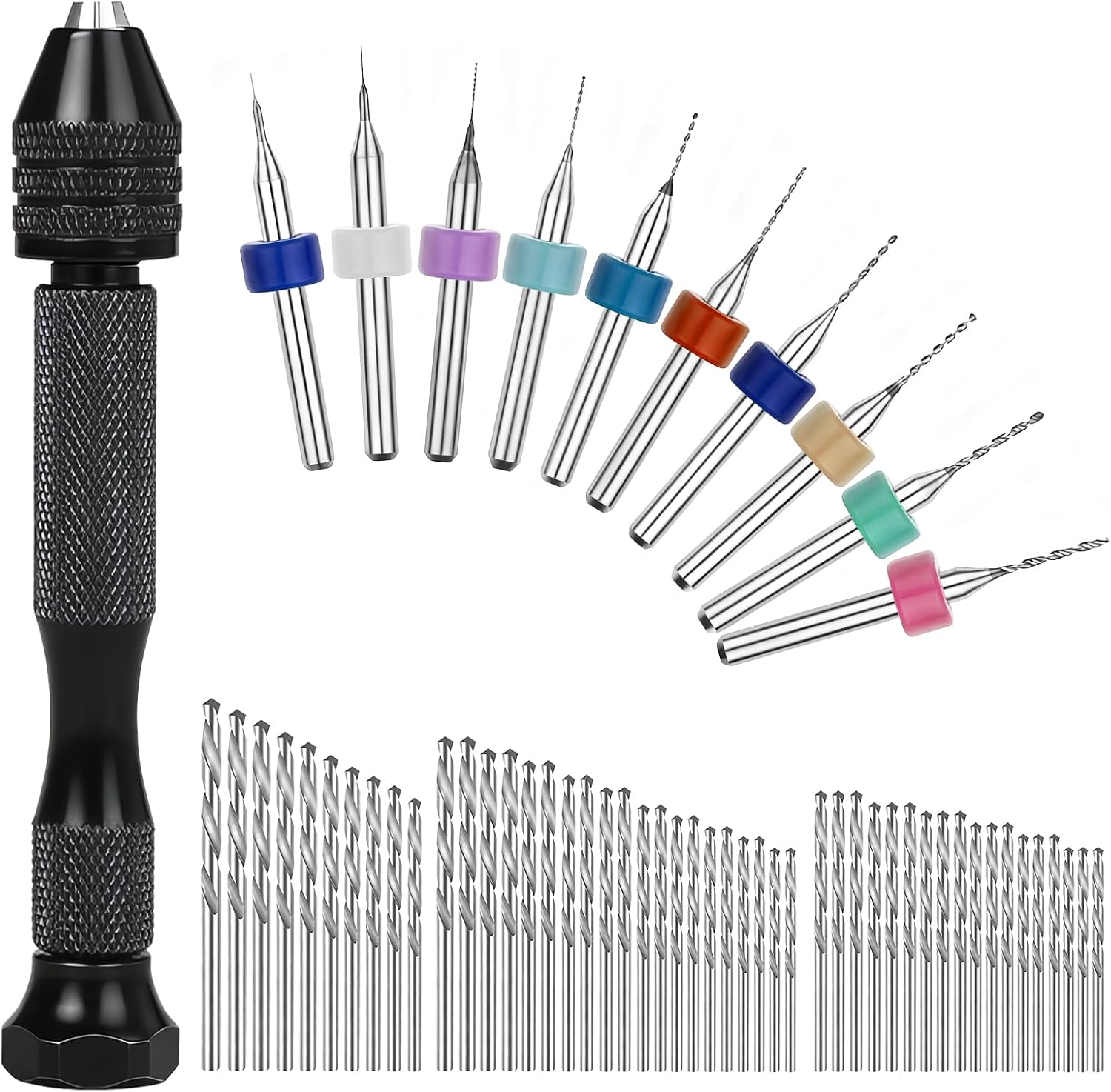 59Pcs Micro Hand Drill Bit Set, 48 Pieces Pin Vise Hand Drill Twist Drills
