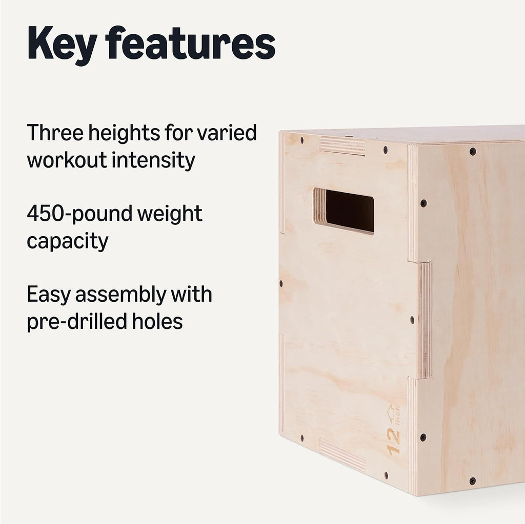 Amazon Basics Plyometric Jump Box, Plyo Box Jumps for Home Gym