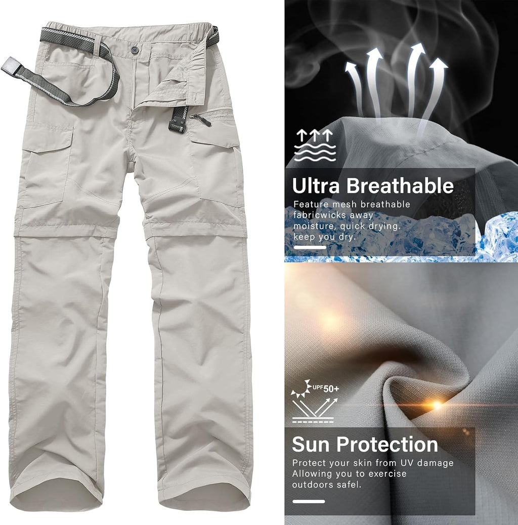 linlon Boy Scout Pants Hiking Mens Convertible Zip Off Safari Fishing