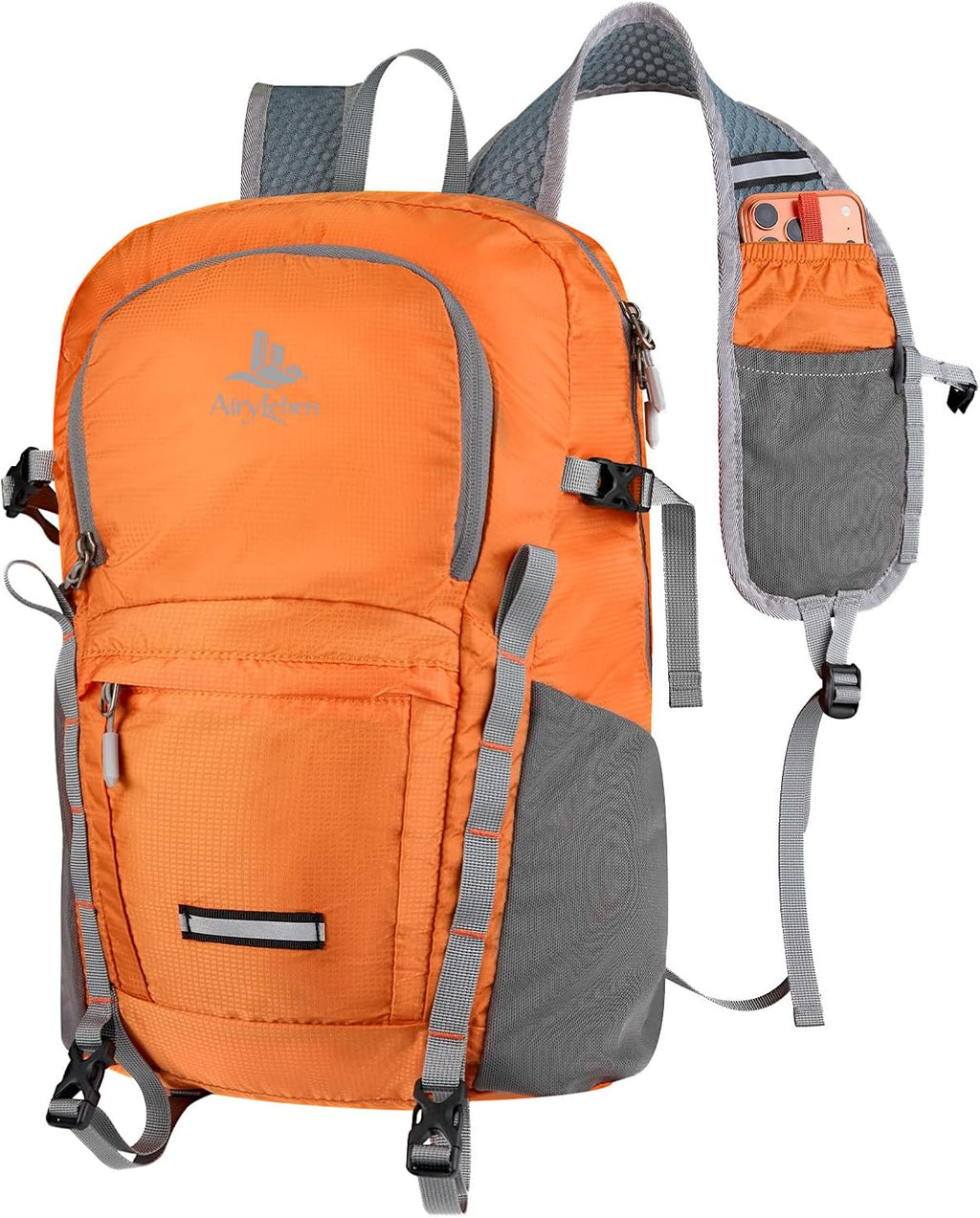 20L Small Hiking Backpack for Women Men, Lightweight Packable Day pack, Foldable Daypack for Cycling, Travel, Commuting (Orange)