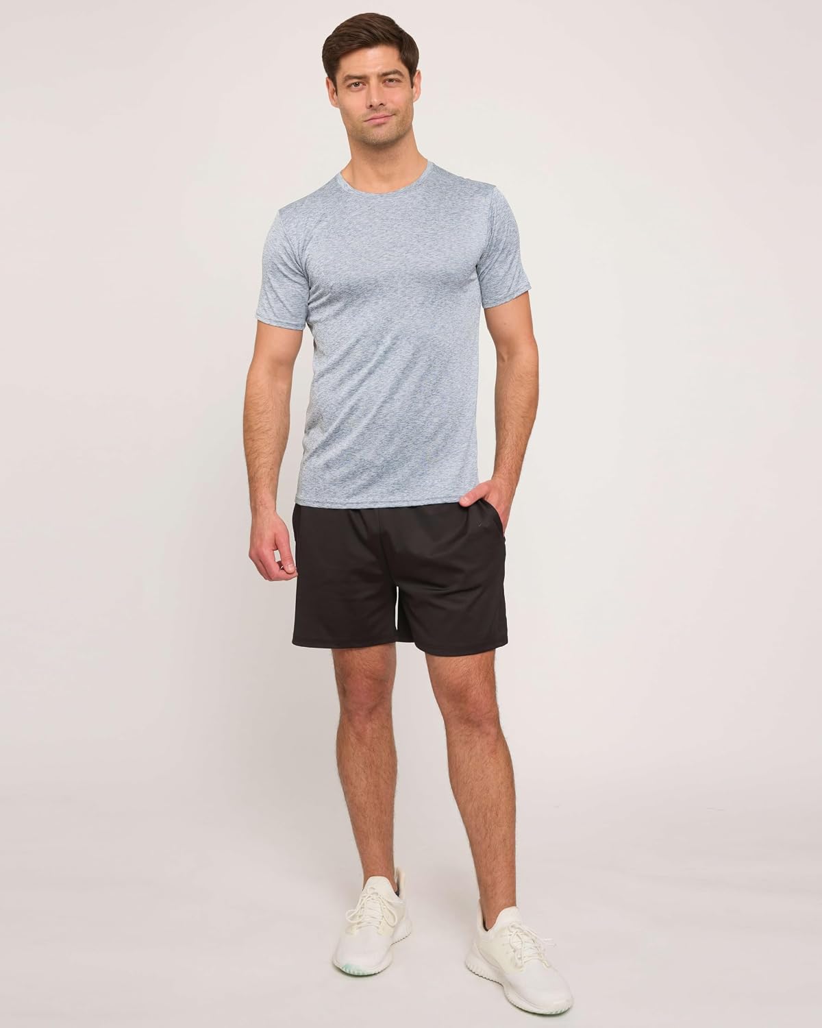 5 Pack Men's Dry Fit Workout T Shirts Crew Neck Athletic Gym Running Tees