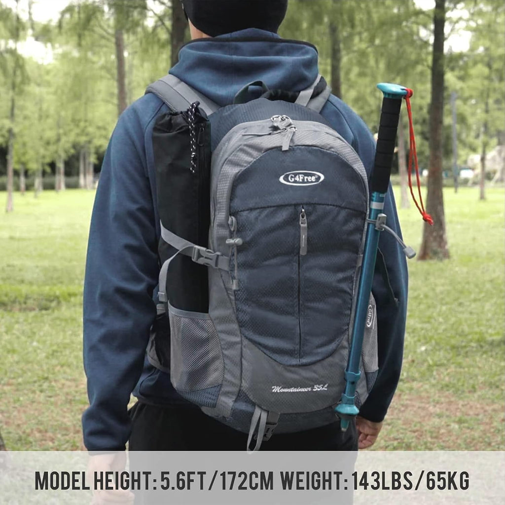 G4Free 35L Hiking Backpack for Women Men, Water Resistant Outdoor Sports