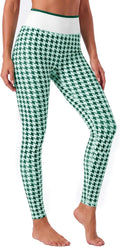 Aoysky Womens High Waist Houndstooth Leggings No Front Seam Yoga Pants