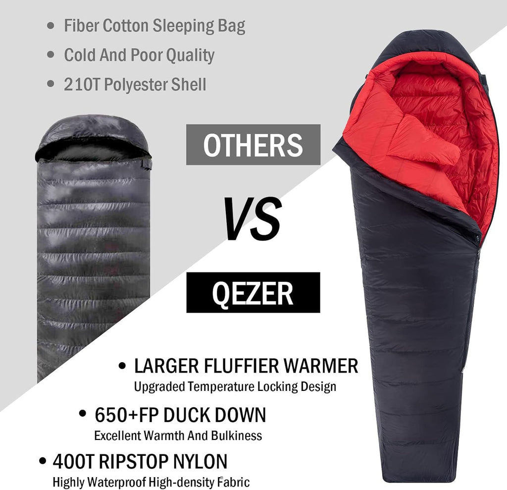 0 Degree Down Sleeping Bag for Adults,Cold Weather Backpacking