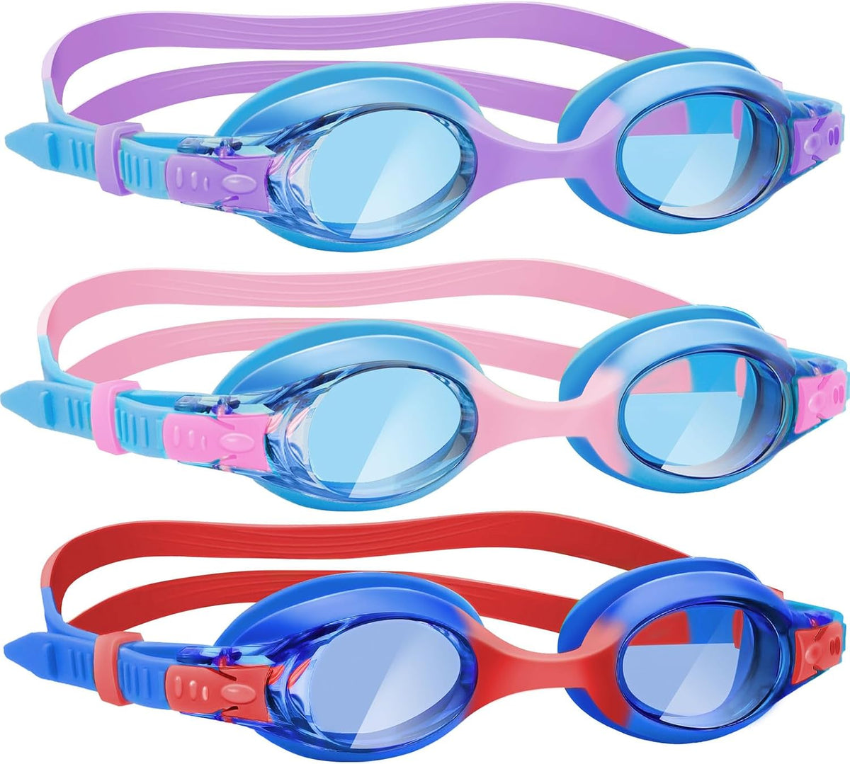Vvinca Kids Swim Goggles 2-8，Toddler goggles with Fabric Strap No Tangle