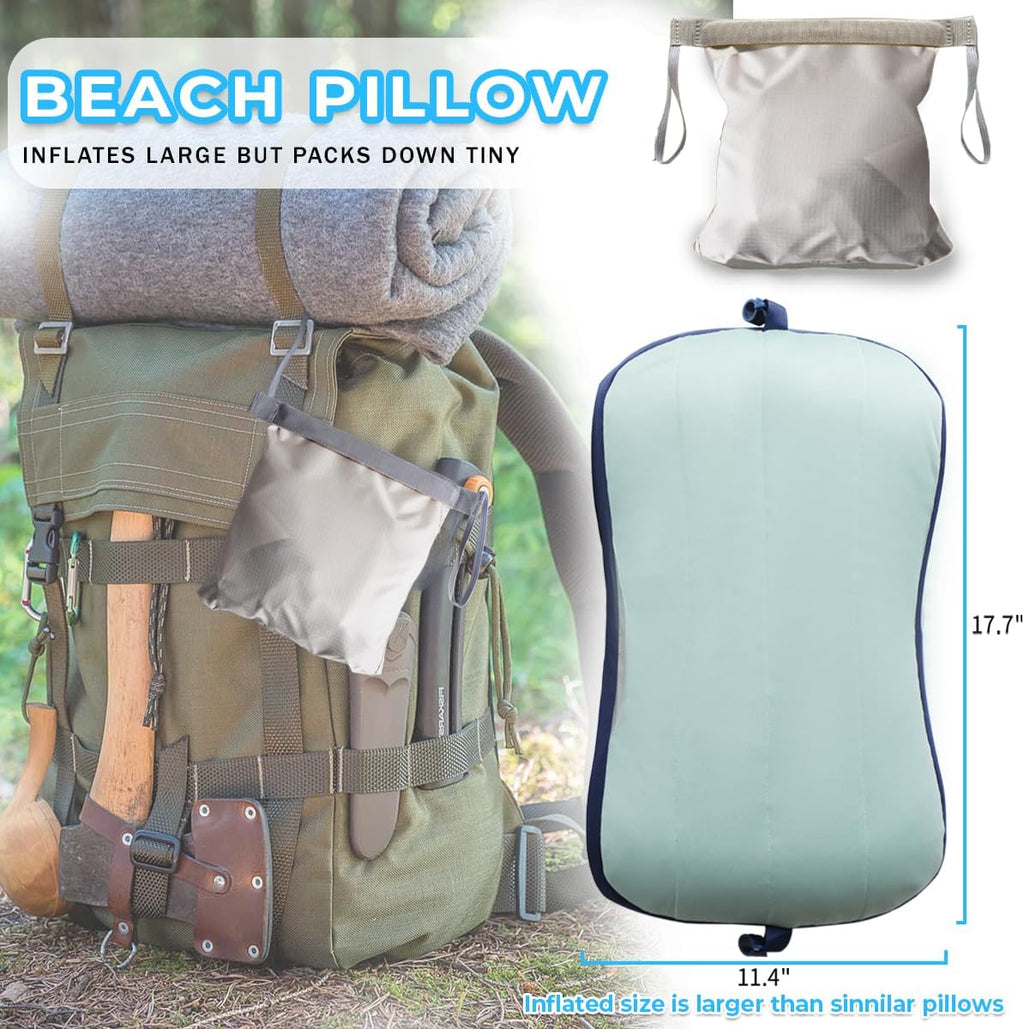 Couleurs Beach Pillow, Inflatable Camping Pillow, Pool Pillow, Removable Pillowcase, Ultralight Neck and Waist Support, Suitable for Camping, Hiking, Backpacking