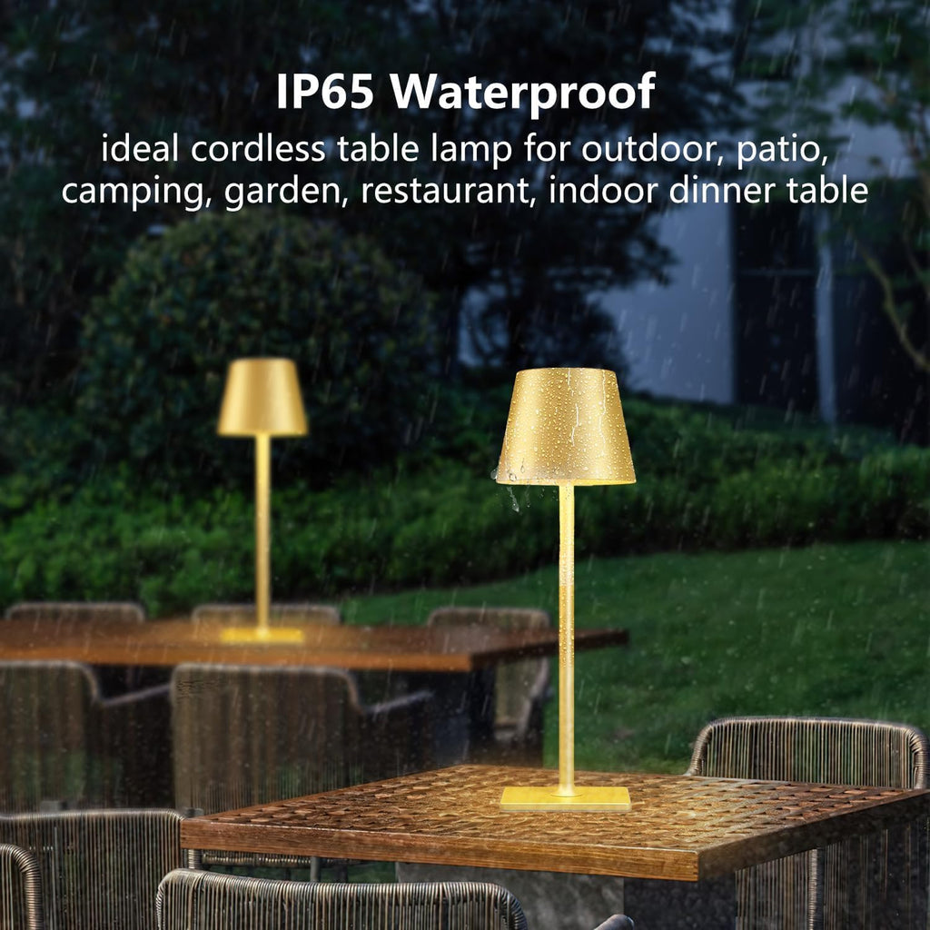 Yogaret Gold Rechargeable Cordless Table Lamp, Battery Operated, 2 Pack