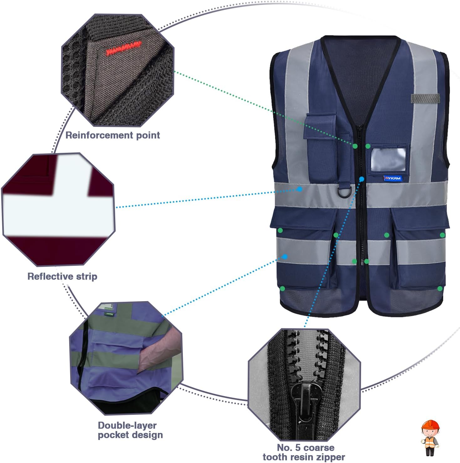 A-SAFETY High Visibility Reflective Safety Vest Customize Logo (XS-8XL)