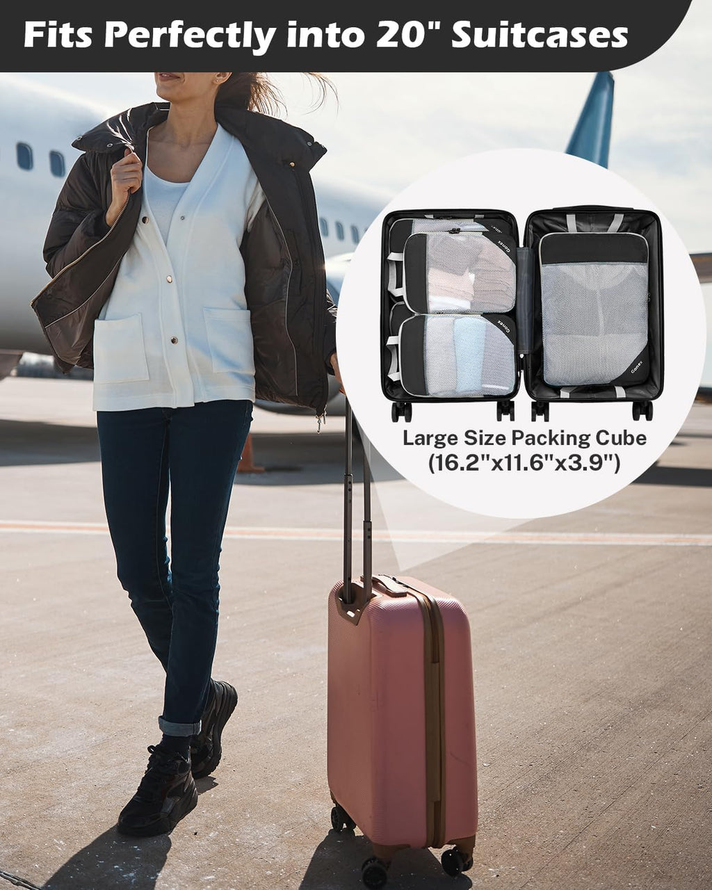 Gonex Compression Packing Cubes for Travel, Mesh Bags Luggage Organizers