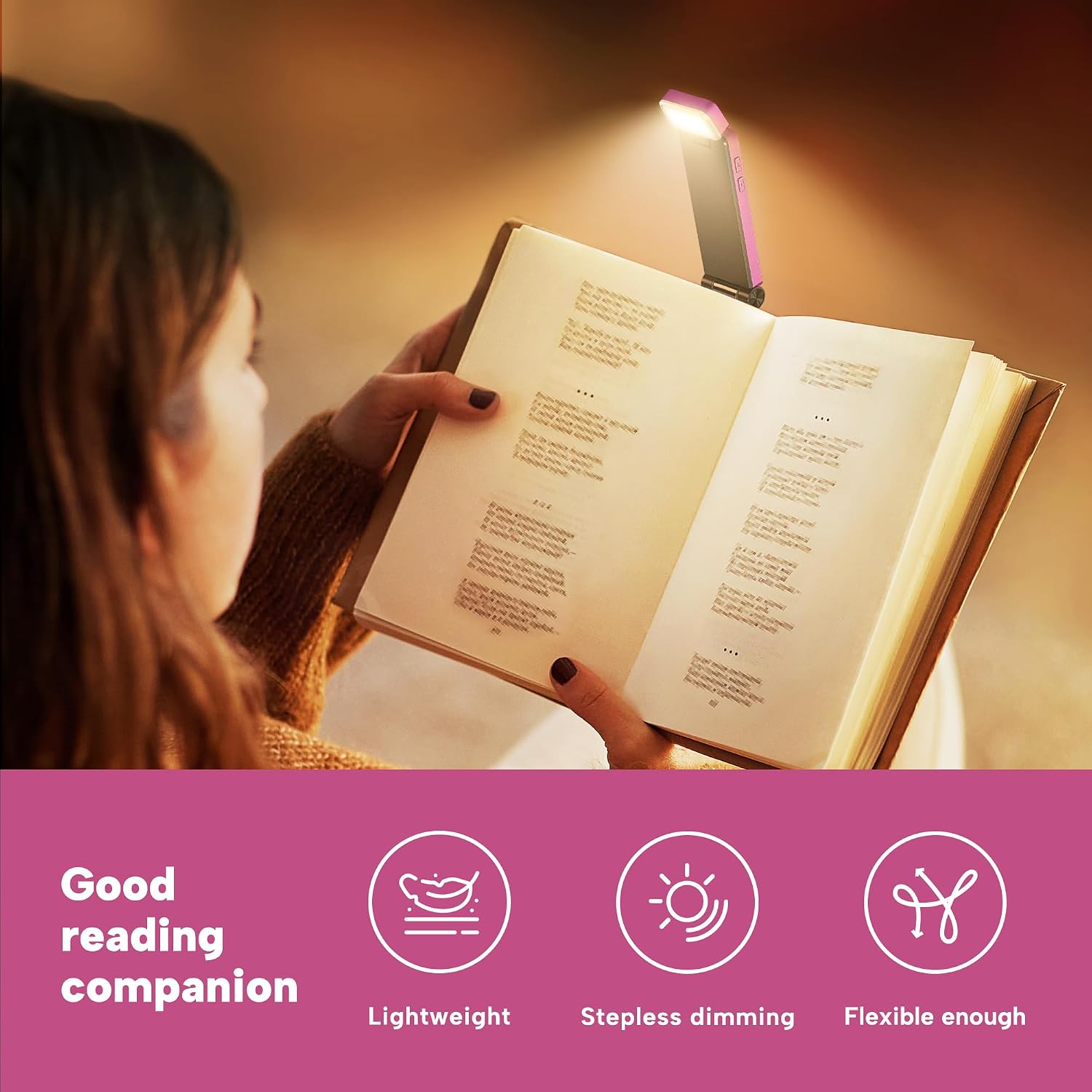86lux Book Light, Rechargeable Reading Lights for Books in Bed