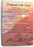 Footprints In The Sand Wall Art Religious Poem Poster Jesus Christian Print Retro Canvas Motivational Quotes Painting Pictures Home Decor Framed 8 * 12 Inch