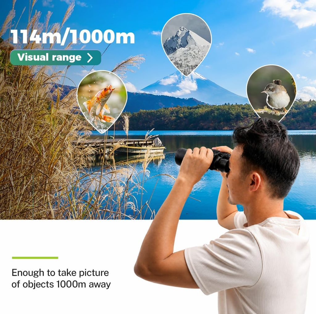 20x50 High Powered Binoculars for Adults, Waterproof Compact Binoculars with Low Light Vision for Bird Watching Hunting Football Games Travel Stargazing Cruise, Christmas Birthday Gifts for Men