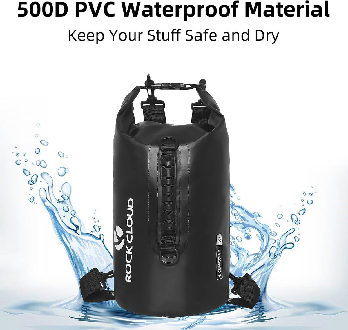 ROCK CLOUD Dry Bag Waterproof 10L Dry Sack for Kayaking Rafting Boating Beach Surfing Swimming Canoe Camping Hiking Fishing Ski