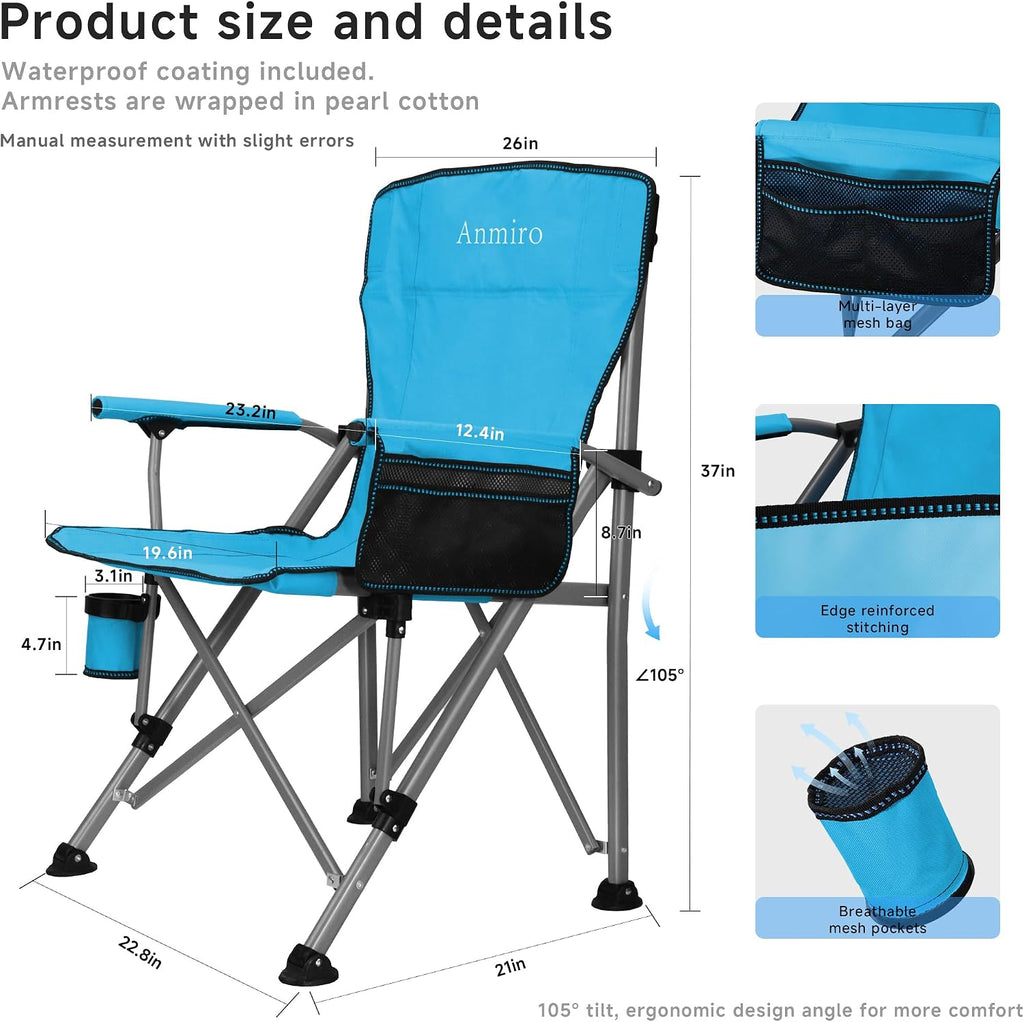 Heavy Duty Folding Camping Chair for Camp, Picnic, Lawn, Fishing