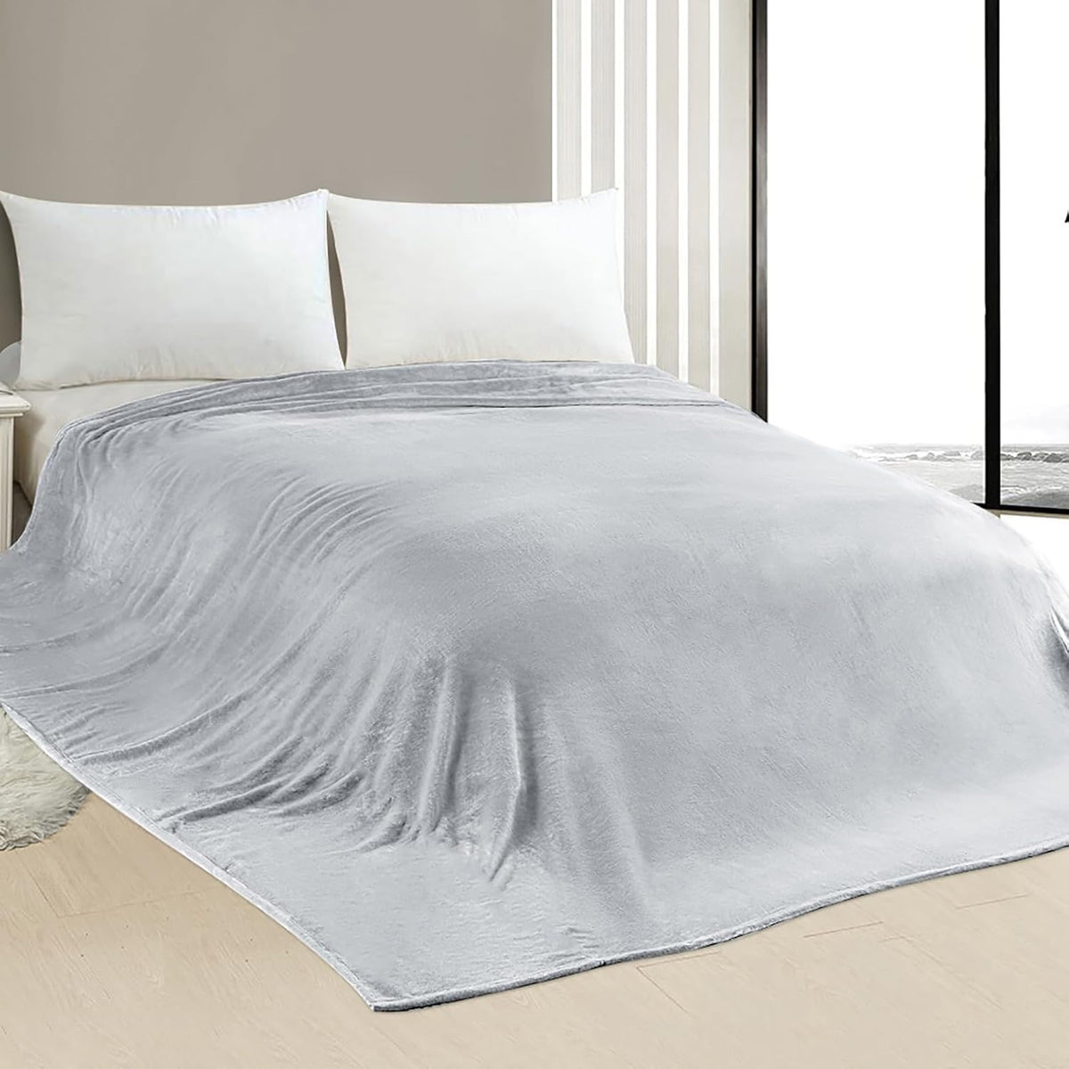 Oversized Giant Blanket - 120x120 Inches, Fits Whole Family, Light Grey