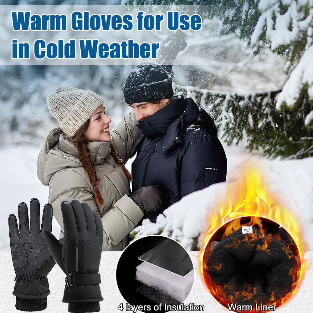Winter Gloves for Men Women -30℉ Cold Weather Gloves Warm Waterproof Gloves Skiing Snow Glove Thermal Gloves