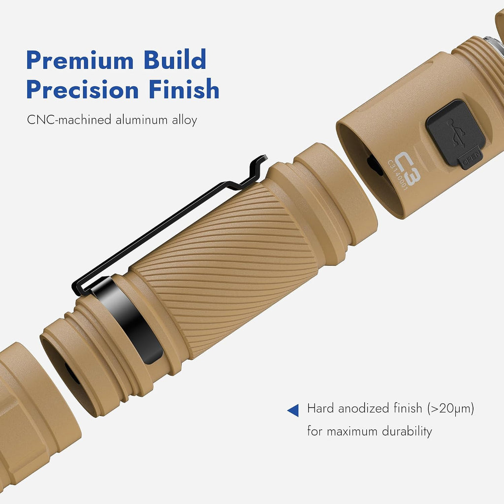 WUBEN C3 Flashlight 1200 High Lumens 6 Modes Rechargeable Flashlights