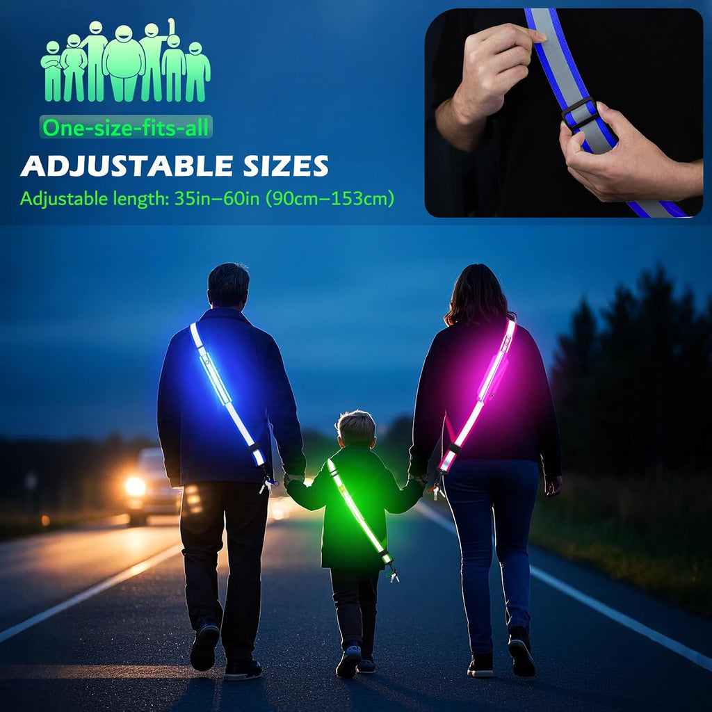 LED Reflective Night Walking Safety Gear,Adjustable Walking Light Belt, for Night Dog Walking,High Visibility Safety Lights for Walking at Night for Men Women Jogging Running Biking