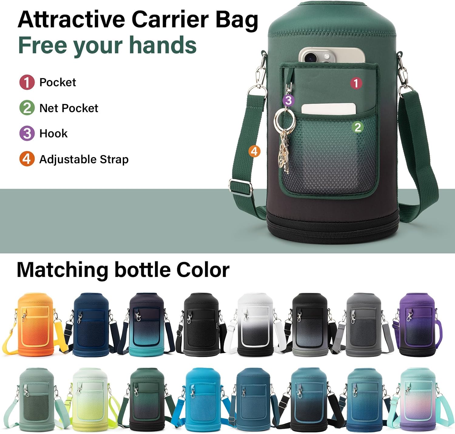 DYSANKY 1 Gallon Insulated Water Bottle w/Straw & Portable Carrier Bag