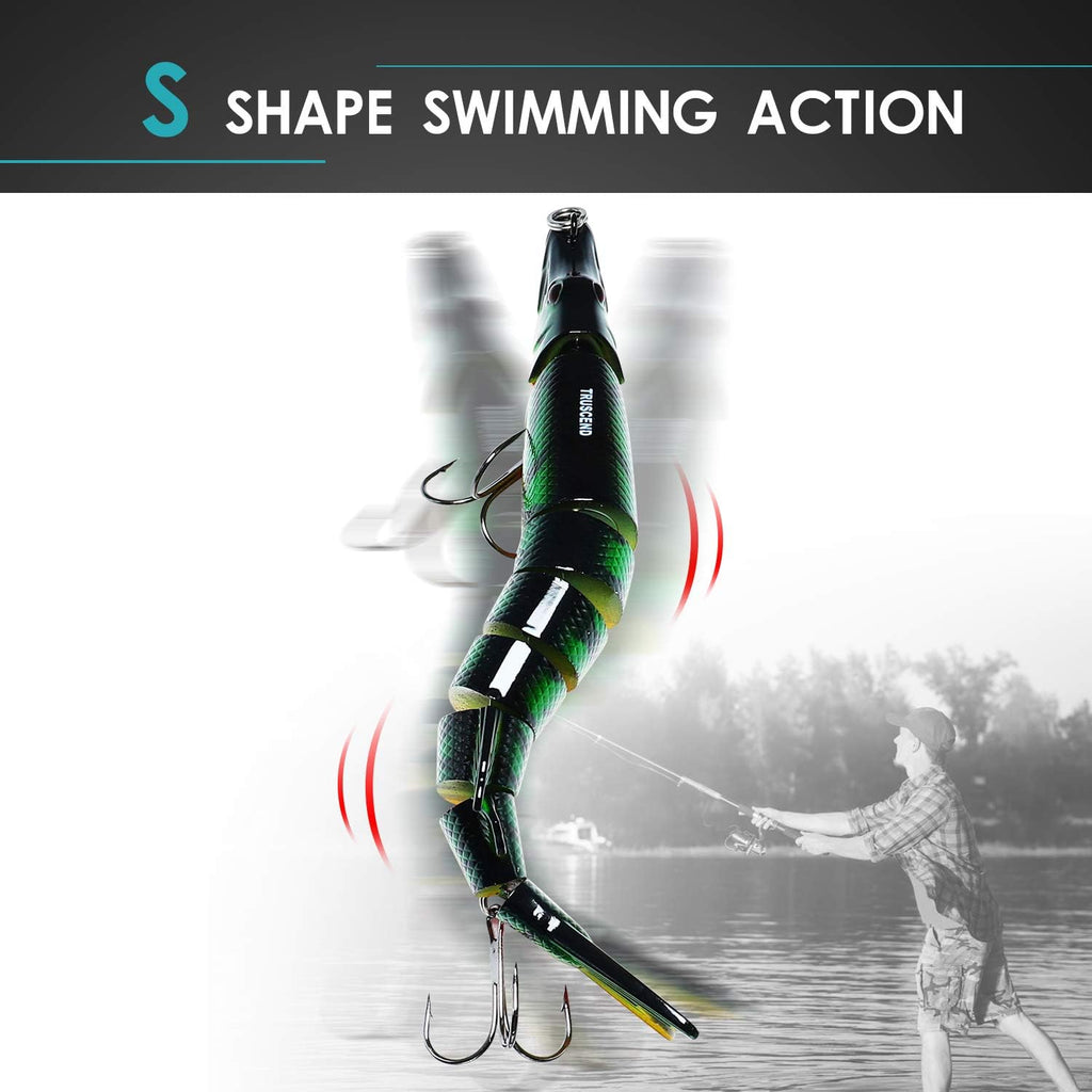 TRUSCEND Swimmax Easy Catch Fishing Lures with BKK Hooks, Wiggling, Vibrating, Rattling and Gurgling for More Bite, Heavy-Duty Dyneema Fiber Jointed Swimbaits for Bass, Trout, Walleye, Crappie, Pike
