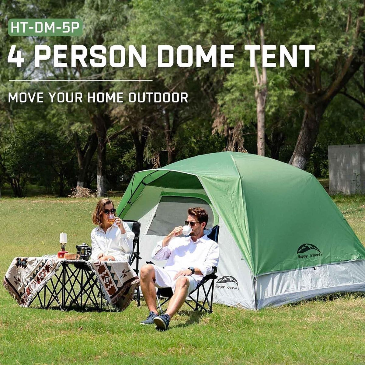 Happy Travel Camping Tent, 4/6 Person Dome Tents for Camping with Rainfly
