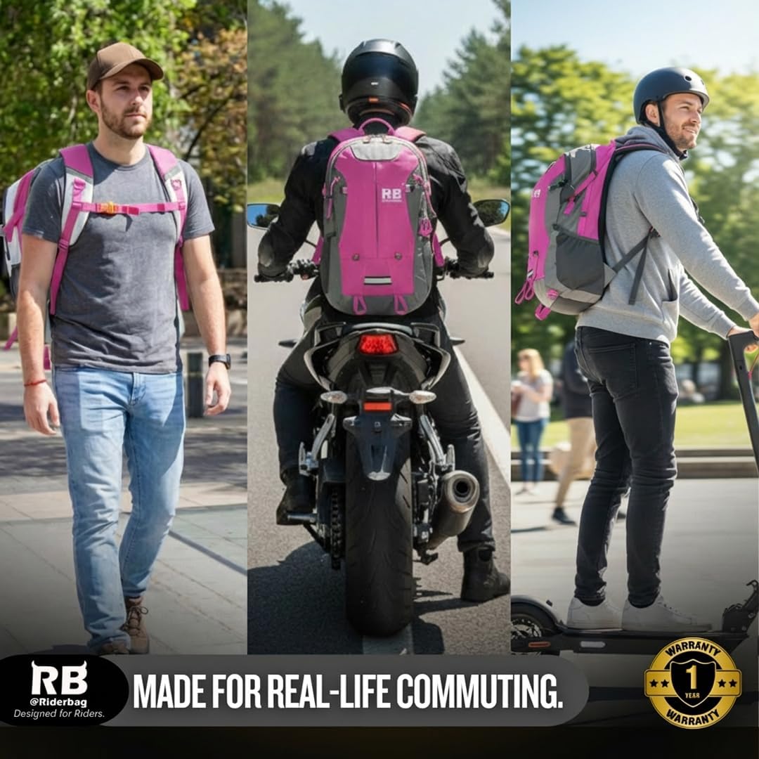 riderbag Reflective Motorcycle Backpack, Hi Viz Commuter Riding Bag