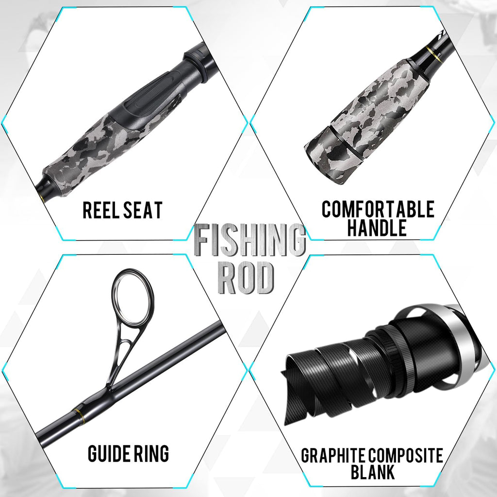 Sougayilang Fishing Rod and Reel Combo, Stainless Steel Guides Fishing Pole with Spinning Reel Combo for Bass Fishing
