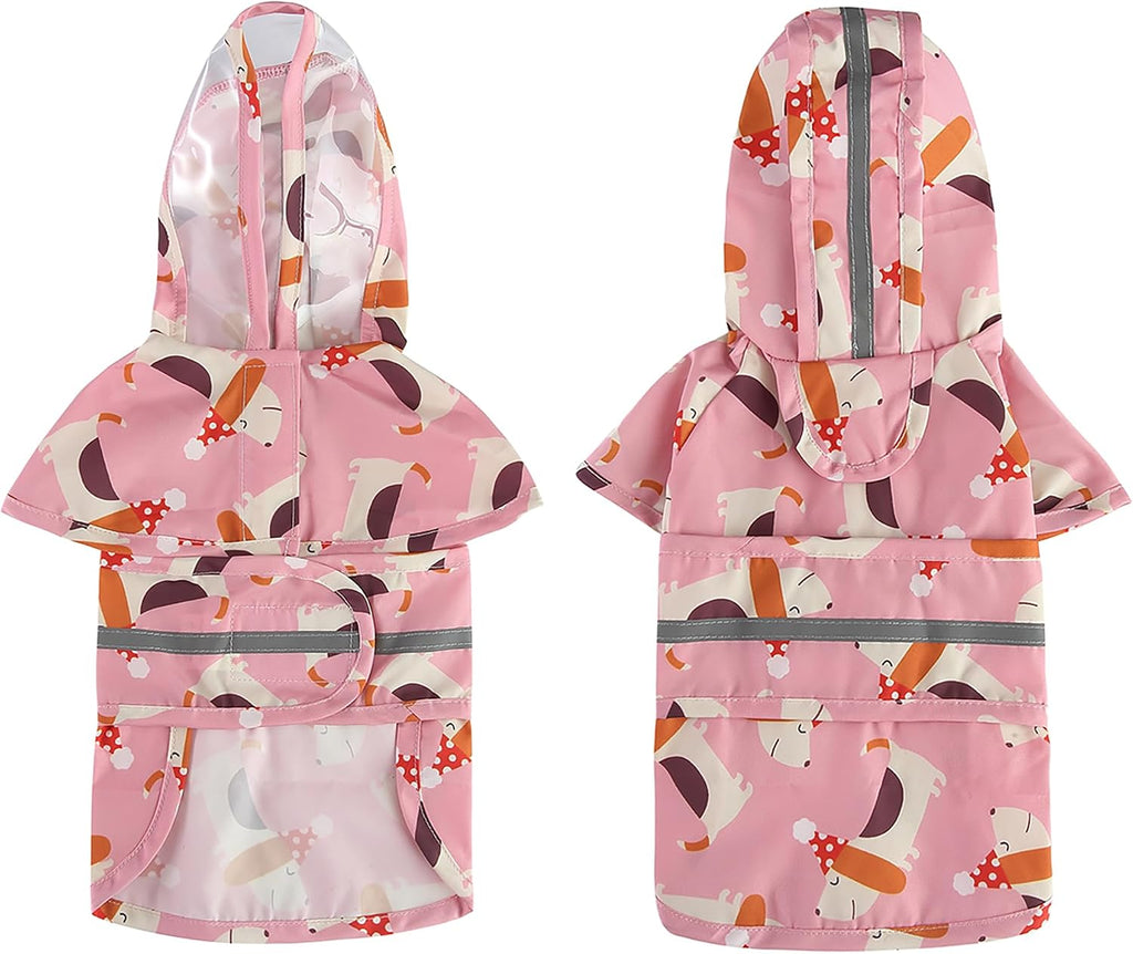Dog Raincoat Hooded Reflective Waterproof Slicker Poncho