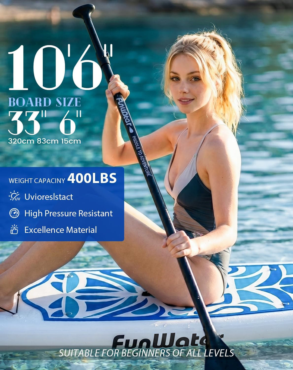 FunWater Inflatable Stand Up Paddle Board with Beginners SUP Accessories