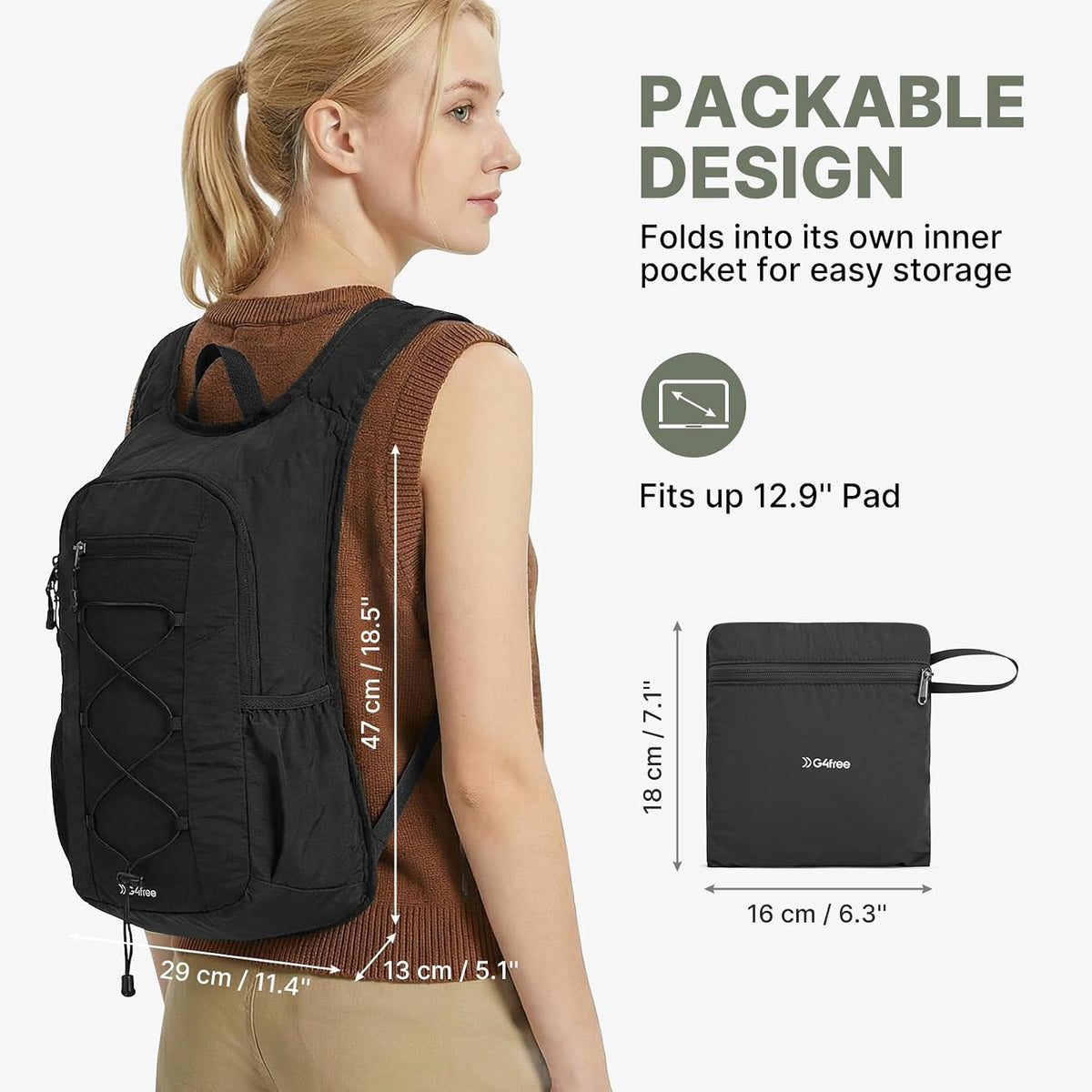G4Free 20L Lightweight Packable Hiking Backpack for Women Men