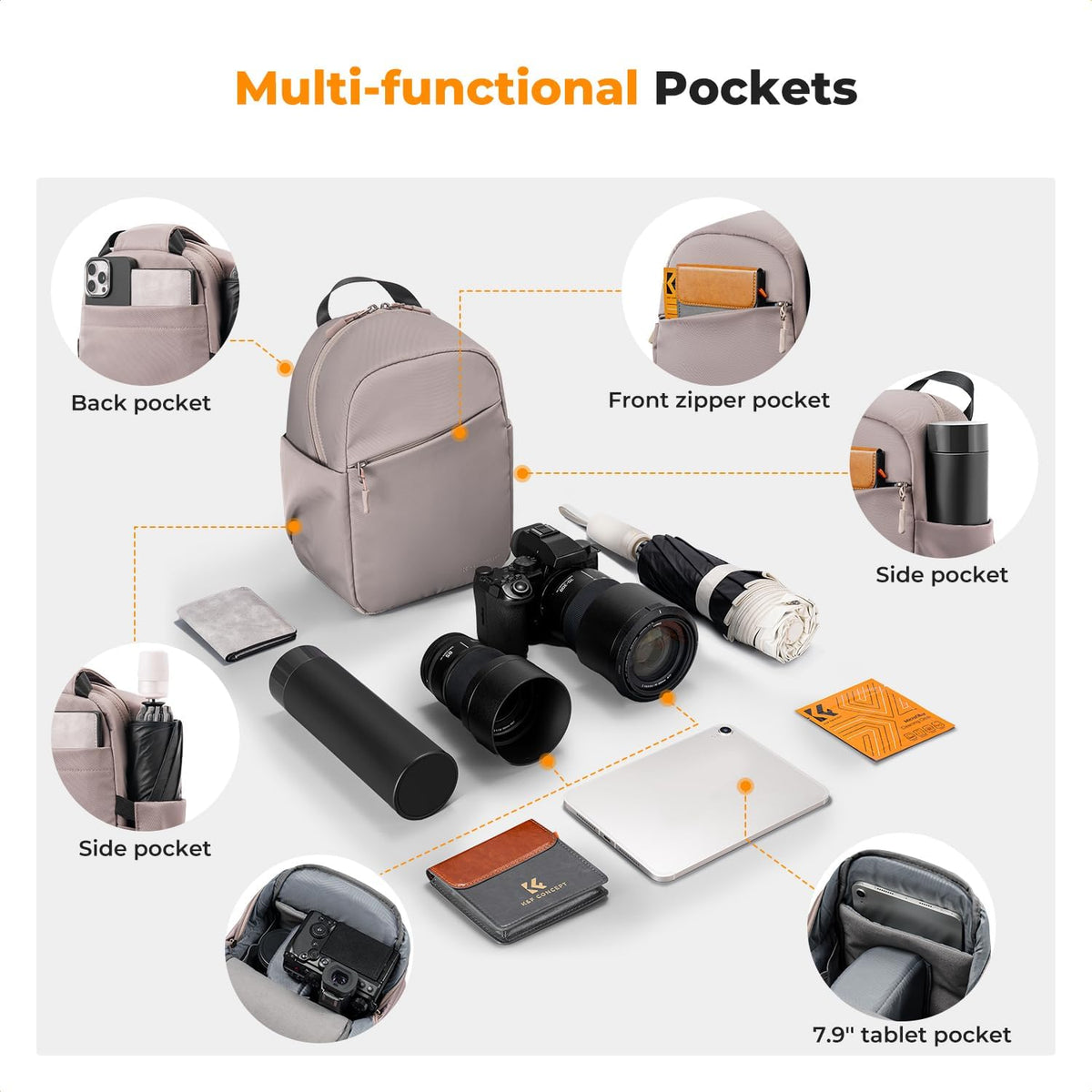K&F CONCEPT Camera Sling Bag, Compact Crossbody Bag for DSLR Mirrorless