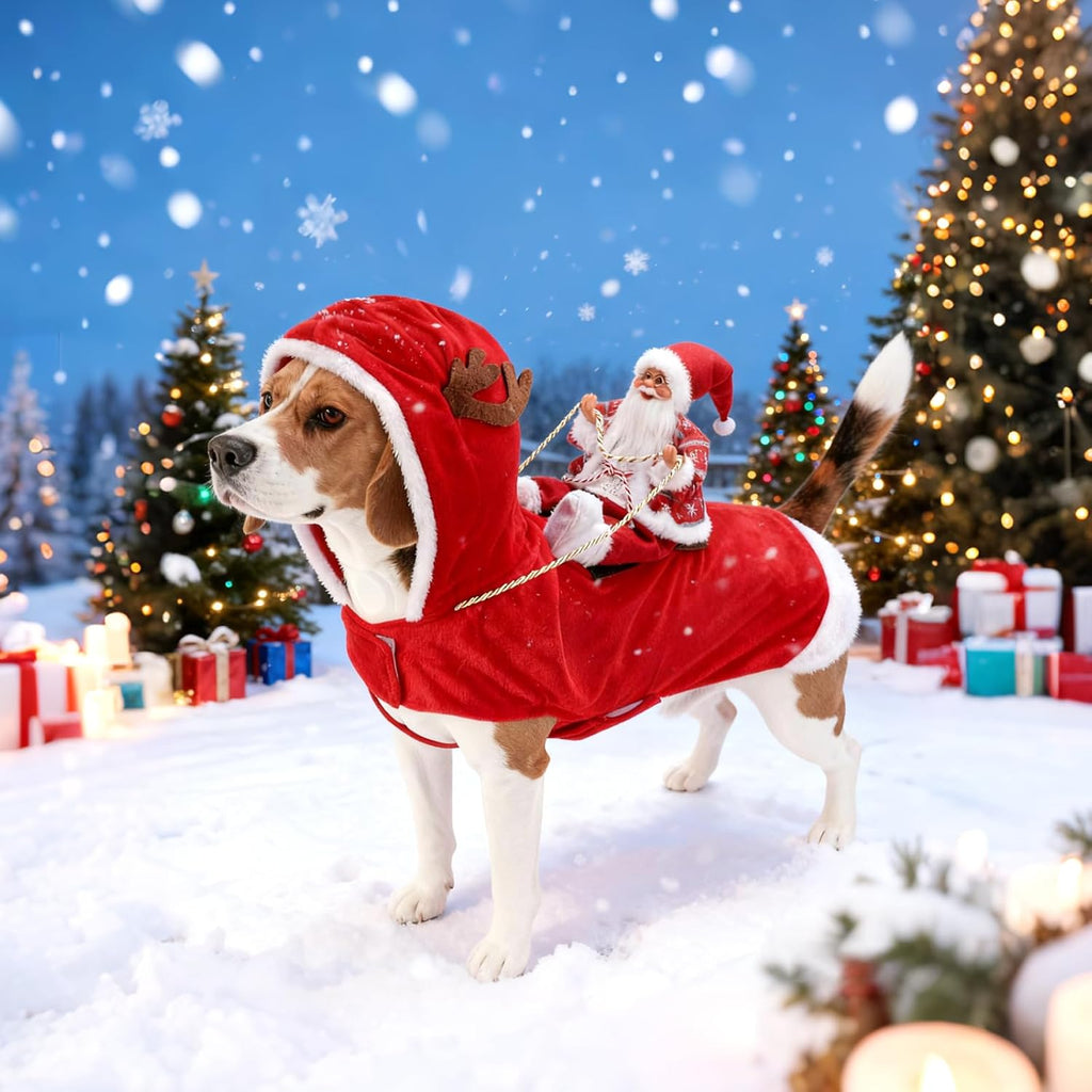 BWOGUE Santa Dog Costume, Dog Christmas Outfit, Santa Rider Costume, Large