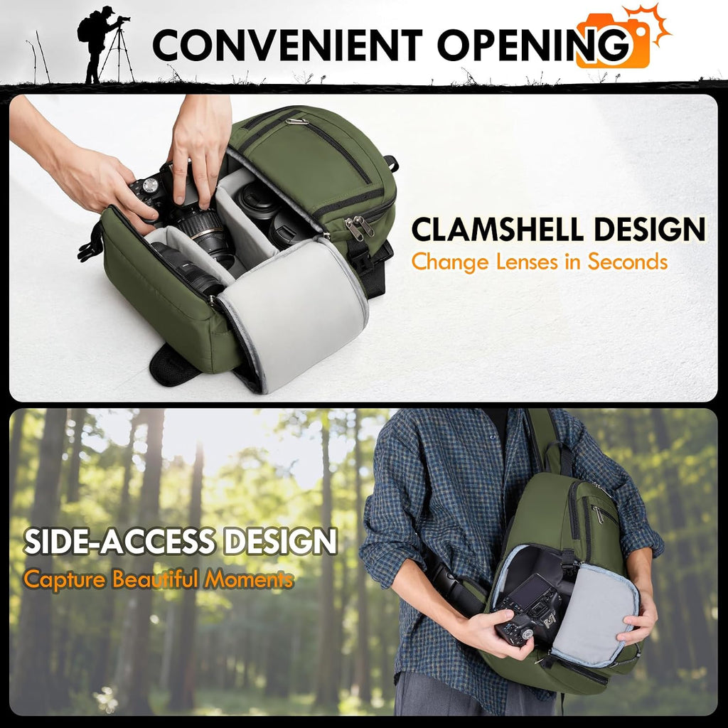 RAINSMORE Camera Sling Bag, Small Dslr/Mirrorless Camera Bag & Case