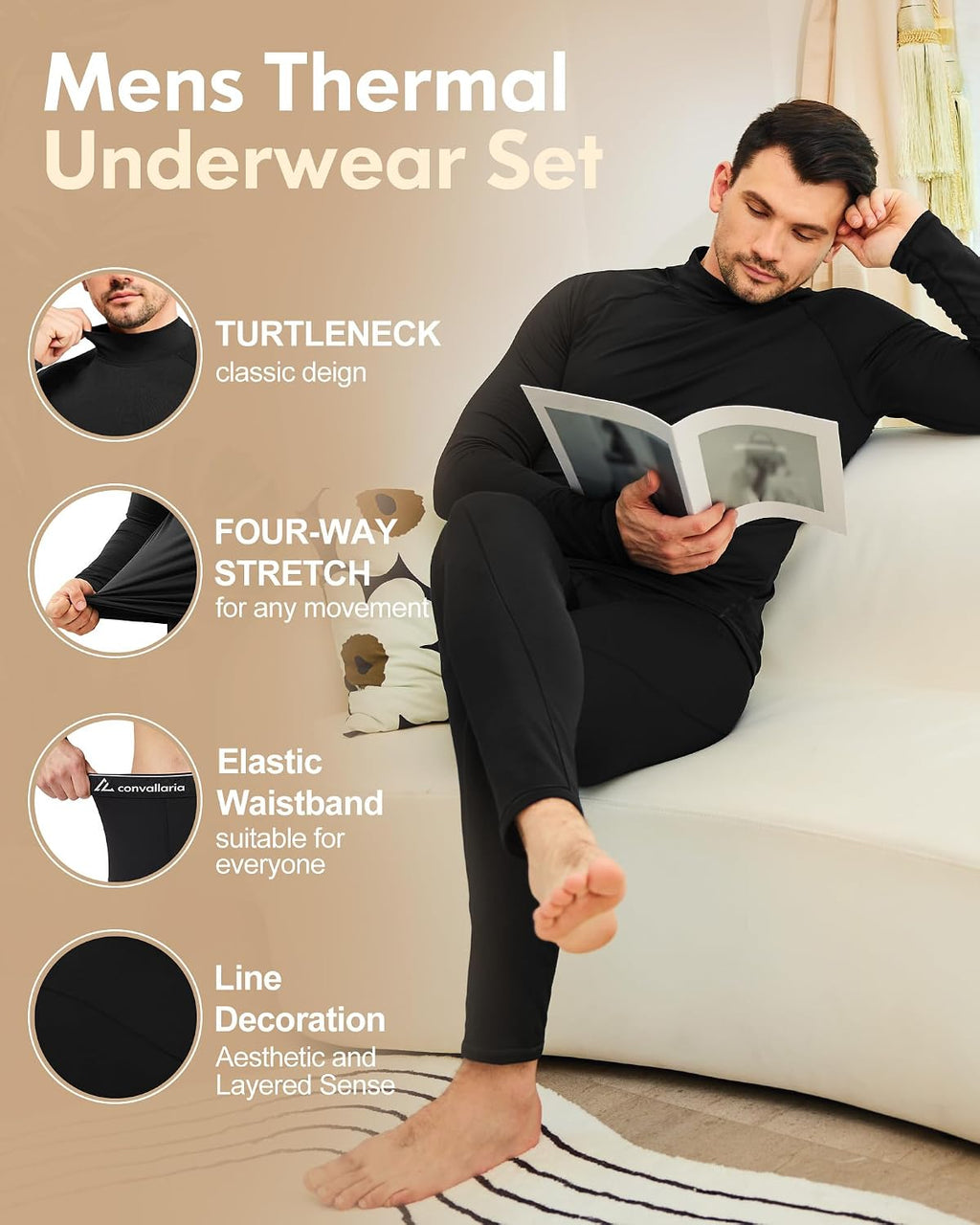 Mens Thermal Underwear Long Johns Base Layer Set Cold Weather 1/2/3 Pack